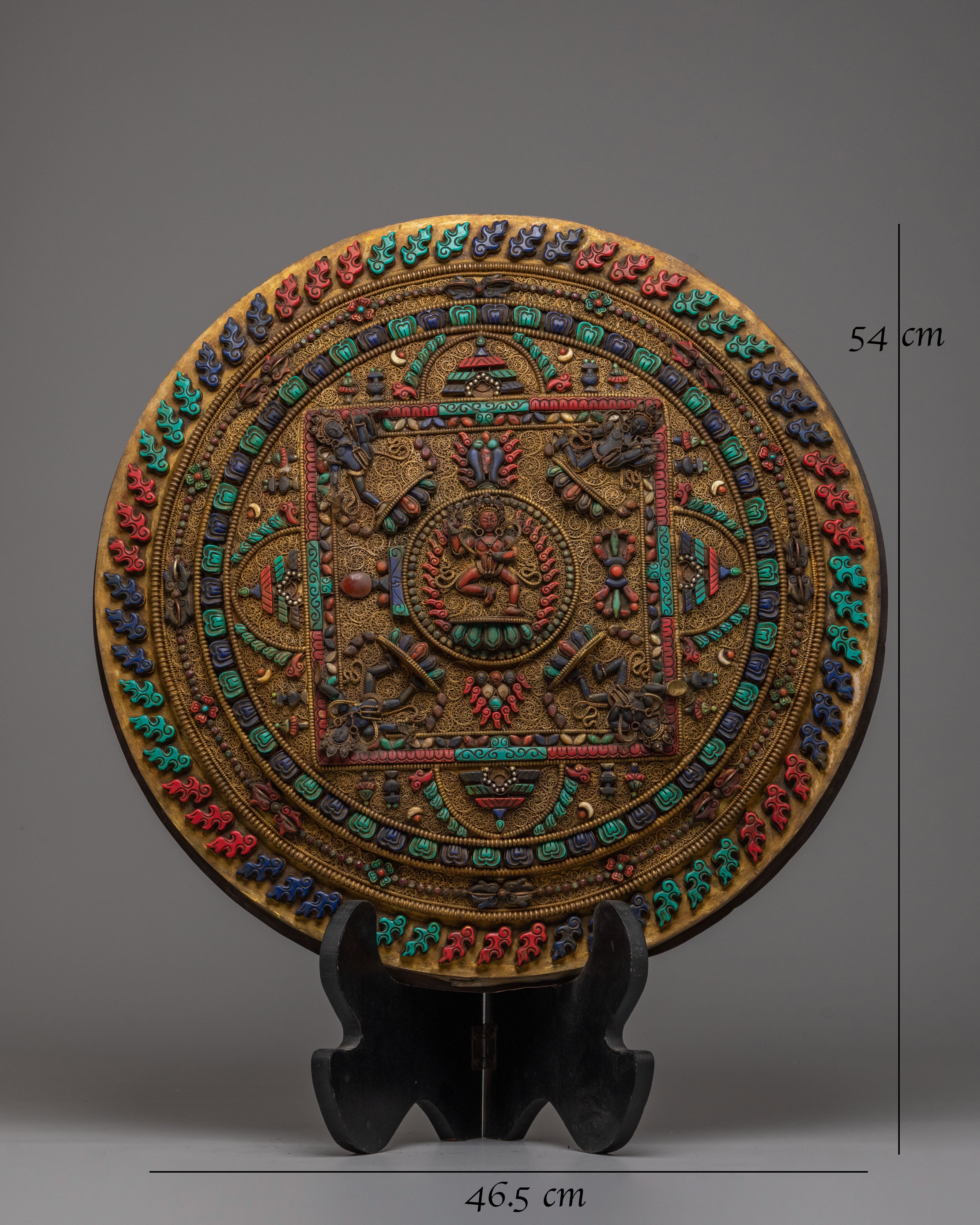 Nepalese Mandala with Stand | Copper Mandala Art