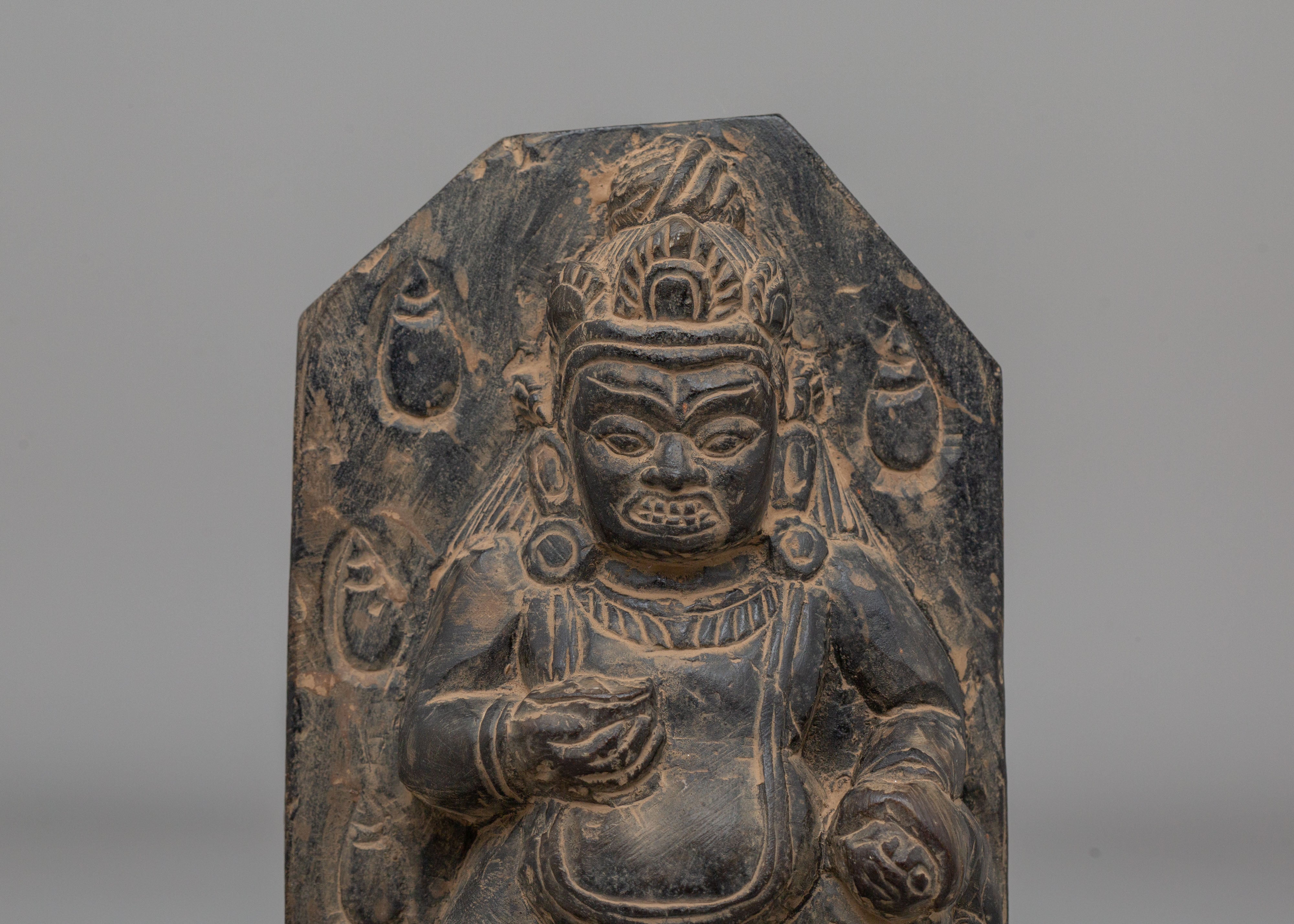 Spiritual Black Dzambhala Sculpture | Wealth Deity Figurine for Abundance and Protection