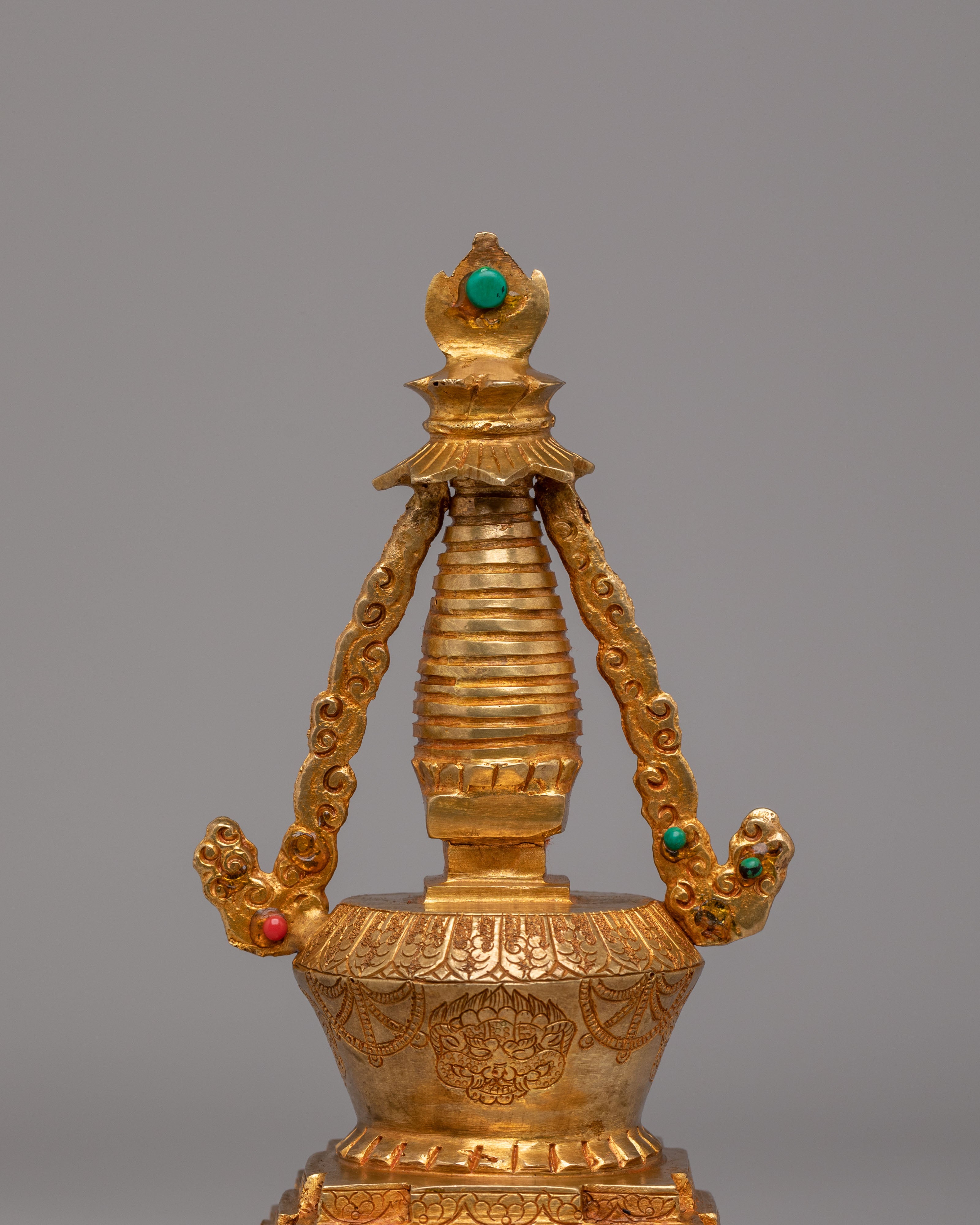 Buddhist Descent from Heaven Stupa | Sacred Tibetan Art for Spiritual Meditation
