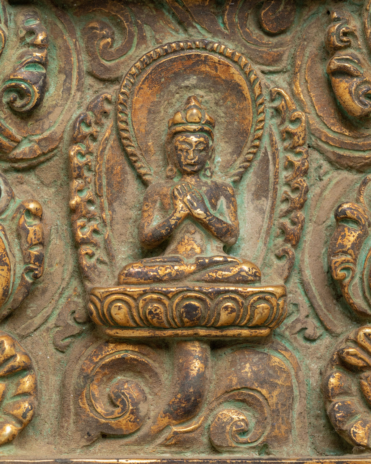 Tibetan Buddhist Door Hanging Buddha Set | Handcrafted Copper Buddha Panel