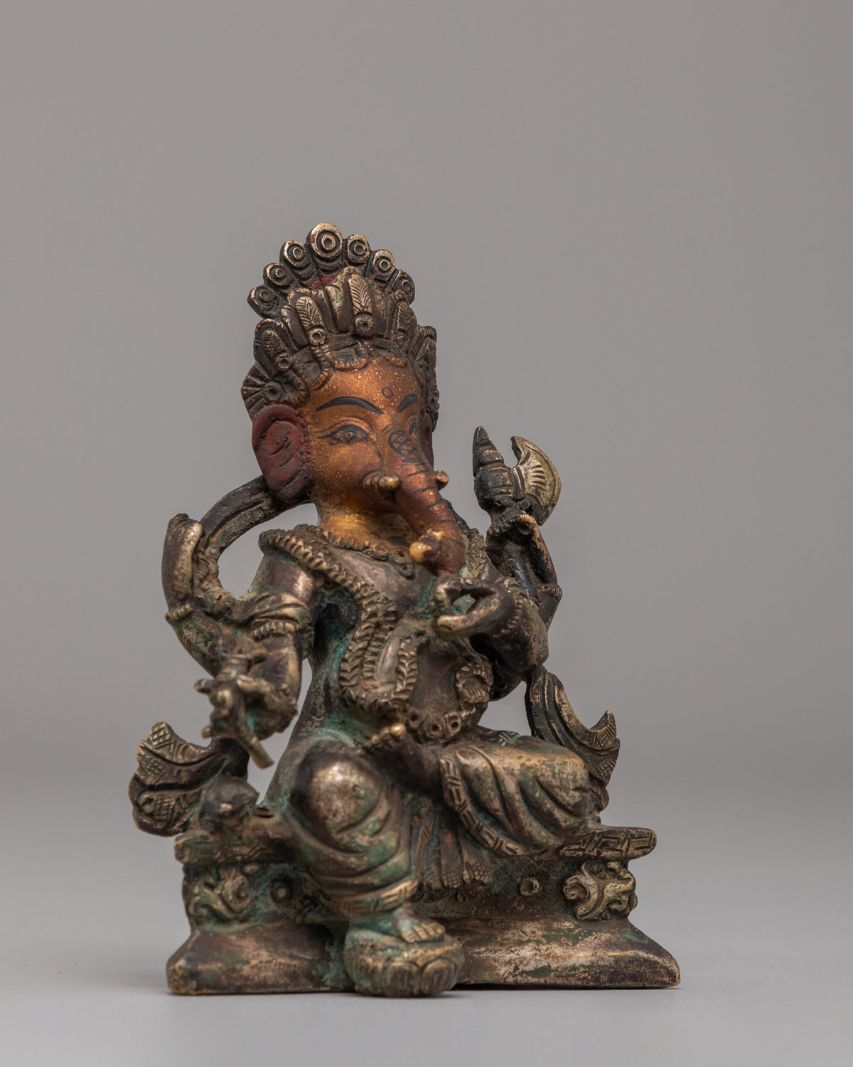 Himalayan Lord Ganesha Sculpture | Antique Finish Copper Statue