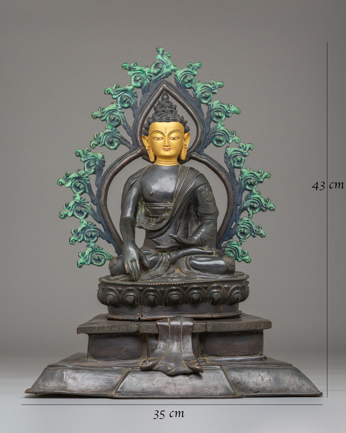 Gautama Buddha Buddhist Sculpture | 50 Year Old Oxidized Copper Statue