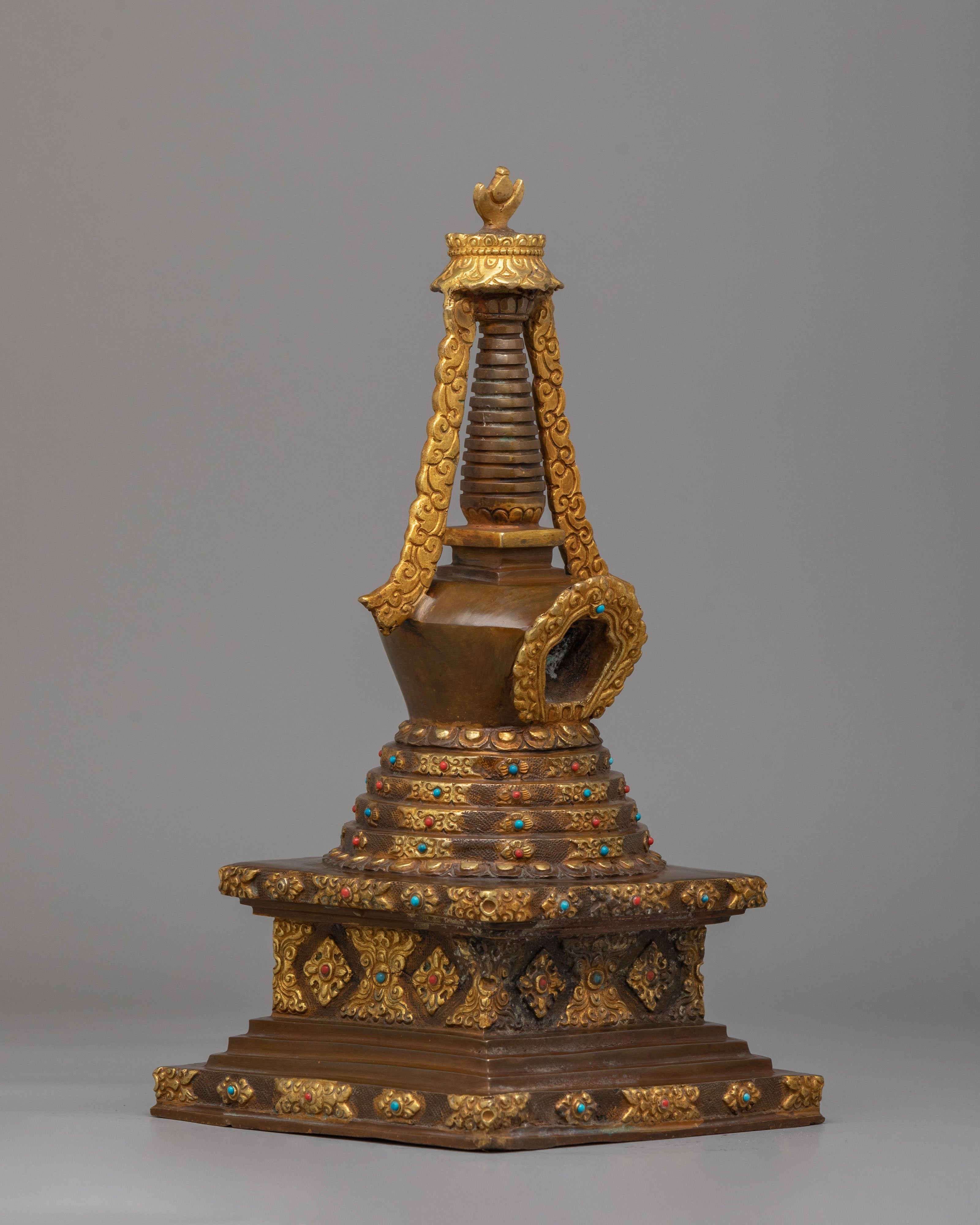 Handcrafted Lotus Blossom Stupa | Sacred Buddhist Decor
