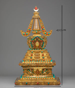 Traditional Tibetan Golden Stupa | Buddhist Stupa for Ceremonies
