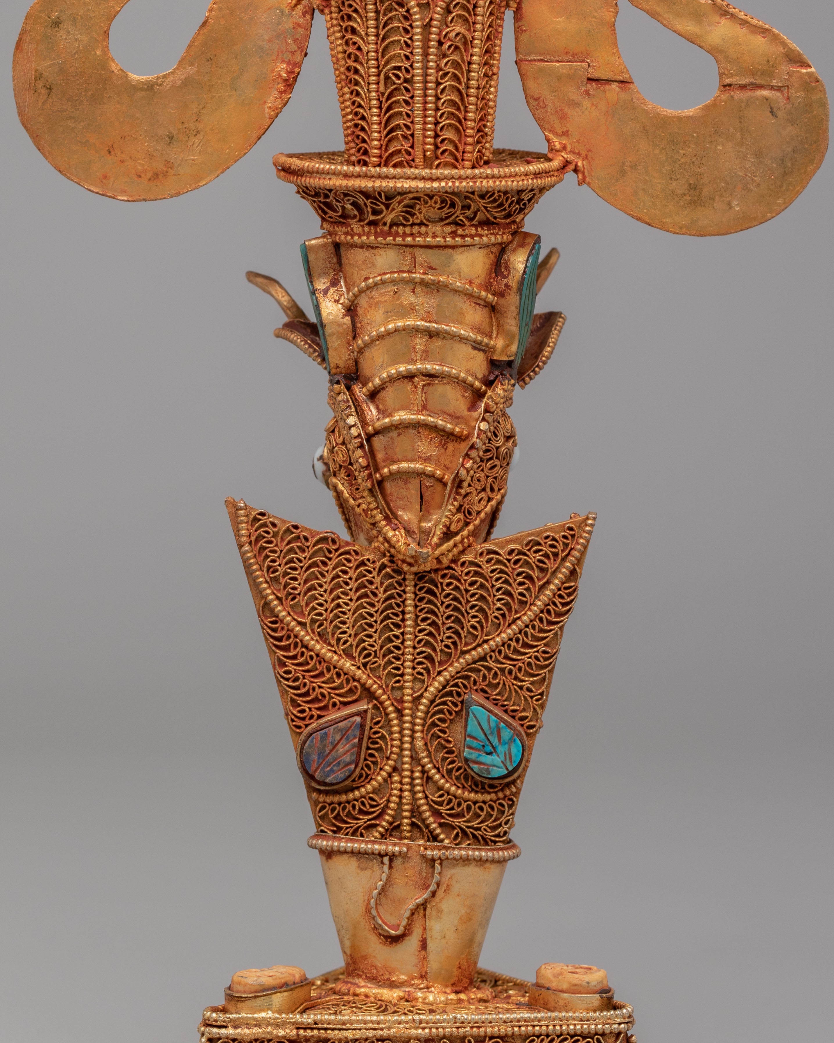 Handcrafted Himalayan Phurba for Ritual | Tibetan Dagger with Bone Carvings