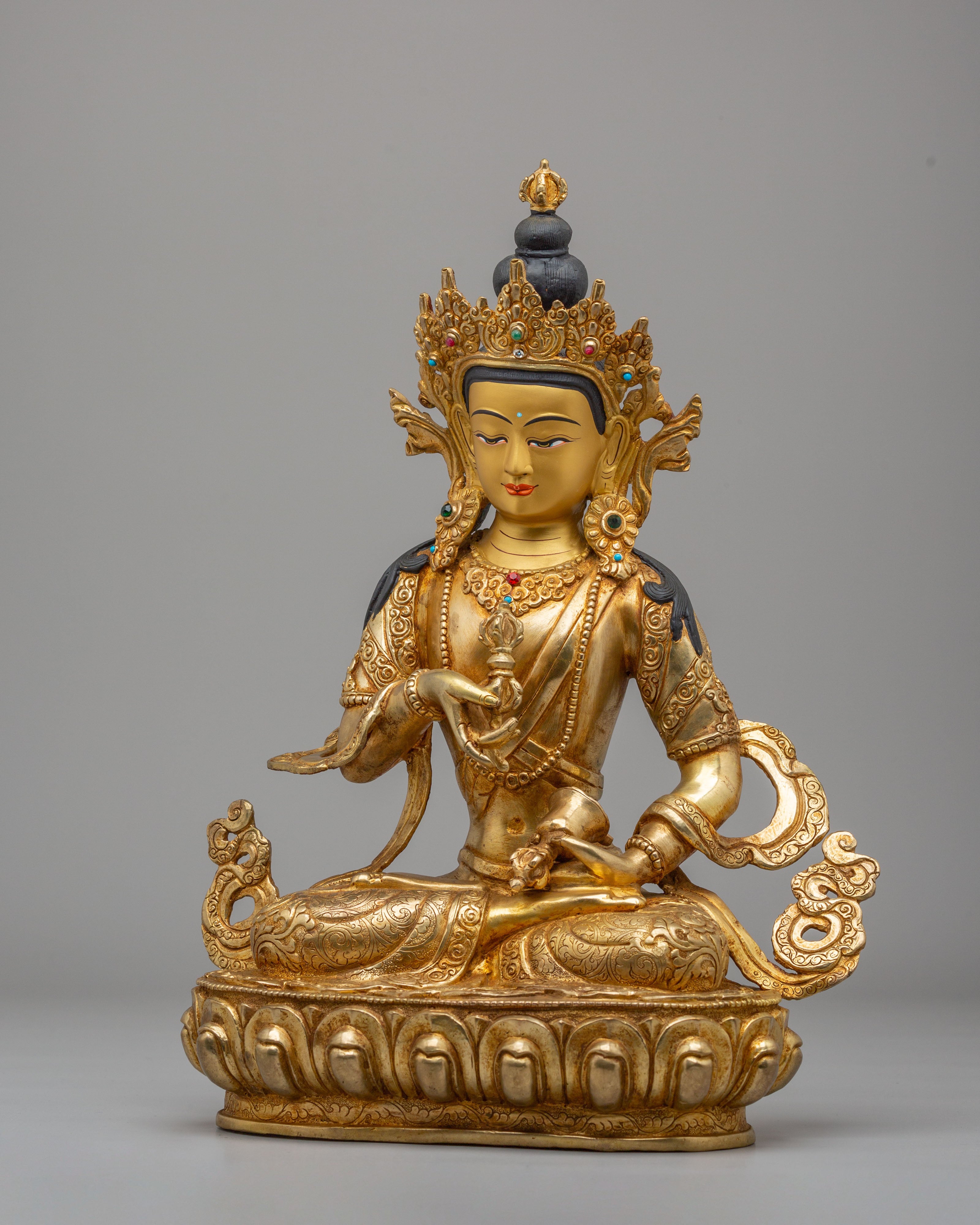 Tibetan Buddhist Vajrasattva Statue | 24K Gold Plated Copper Sculpture