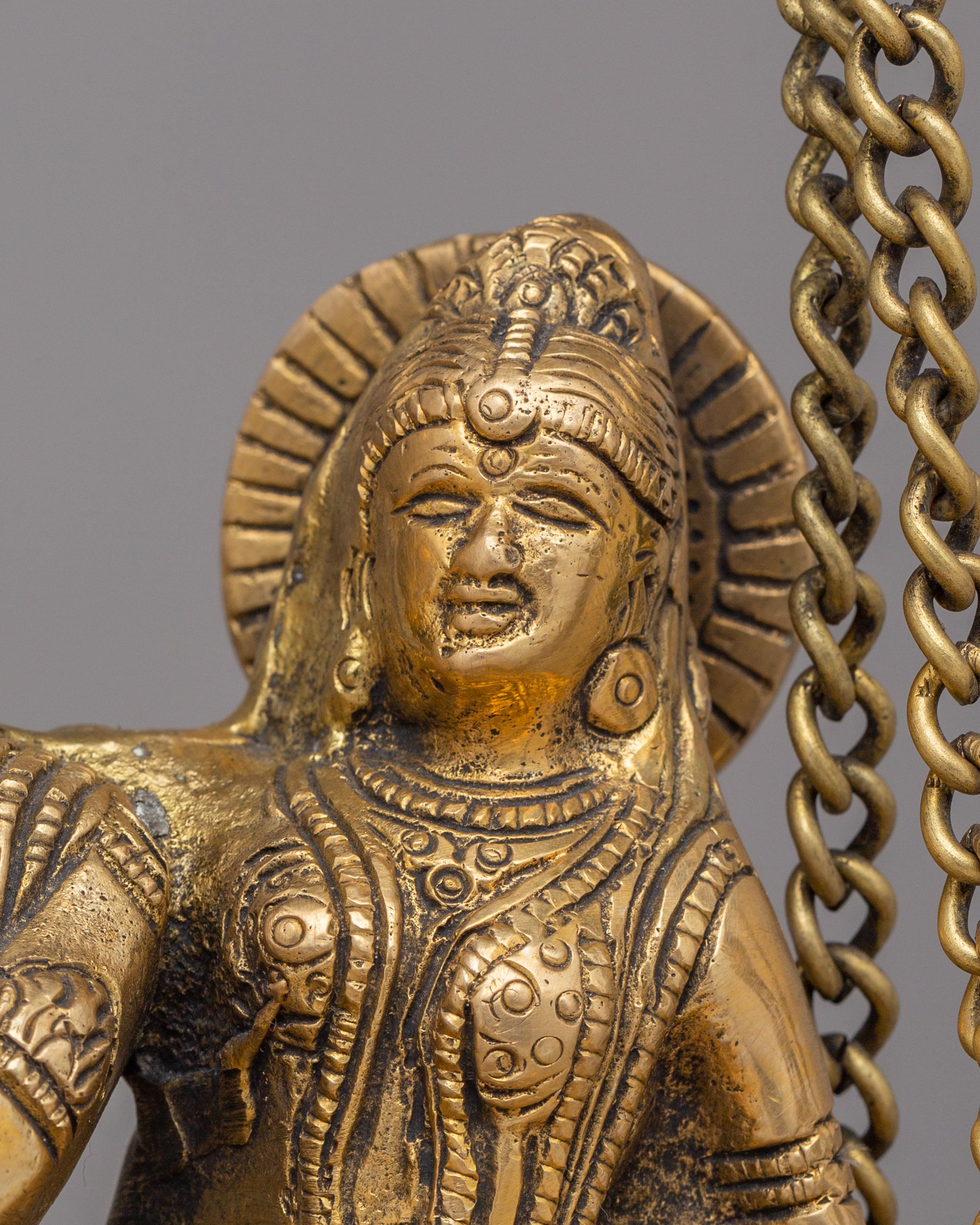 Radha Krishna Jhoola Urli | Decorative Brass Swing Url Bowl