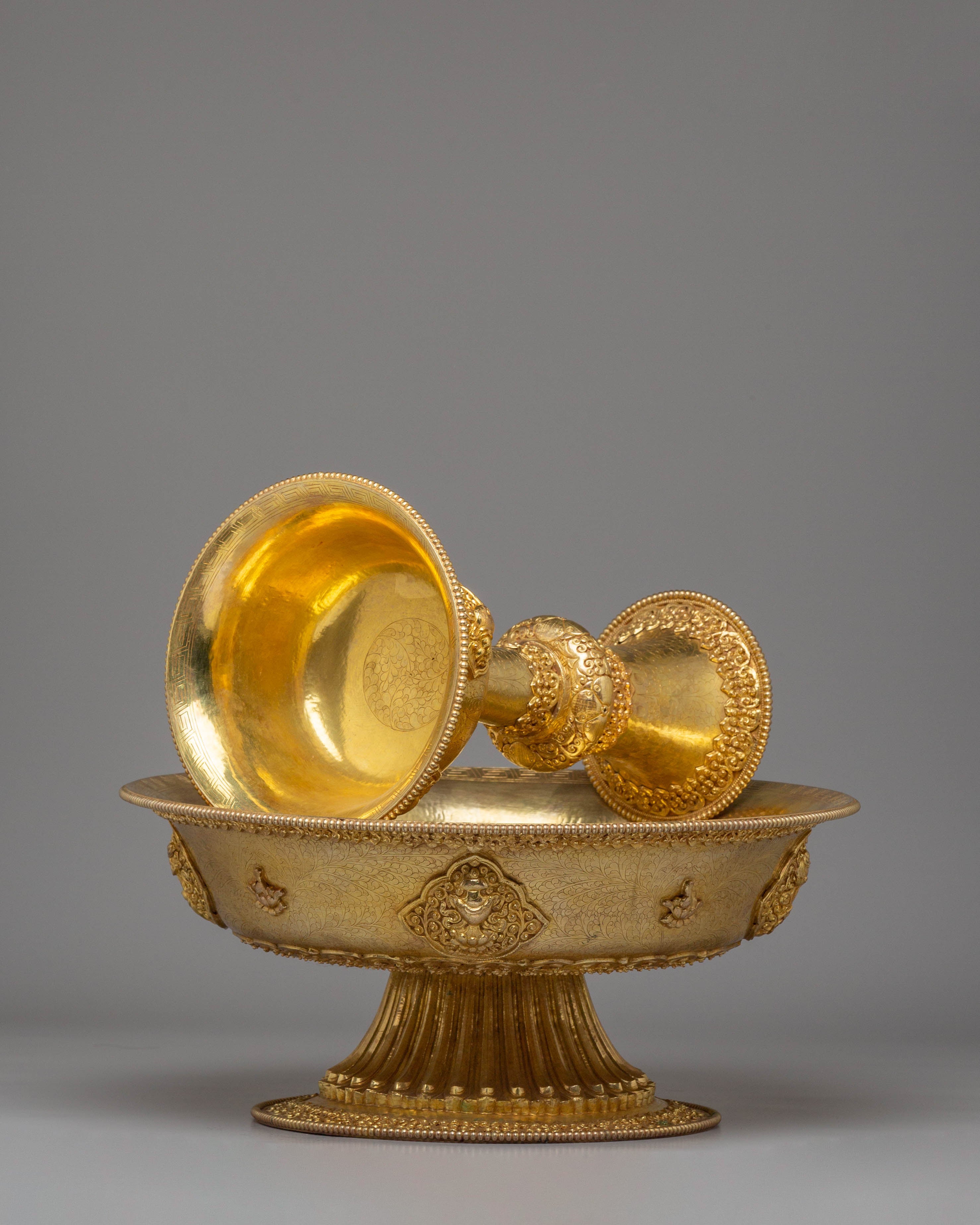 Handmade Tibetan Serkyem Set | Traditional Ritual Offering Vessels