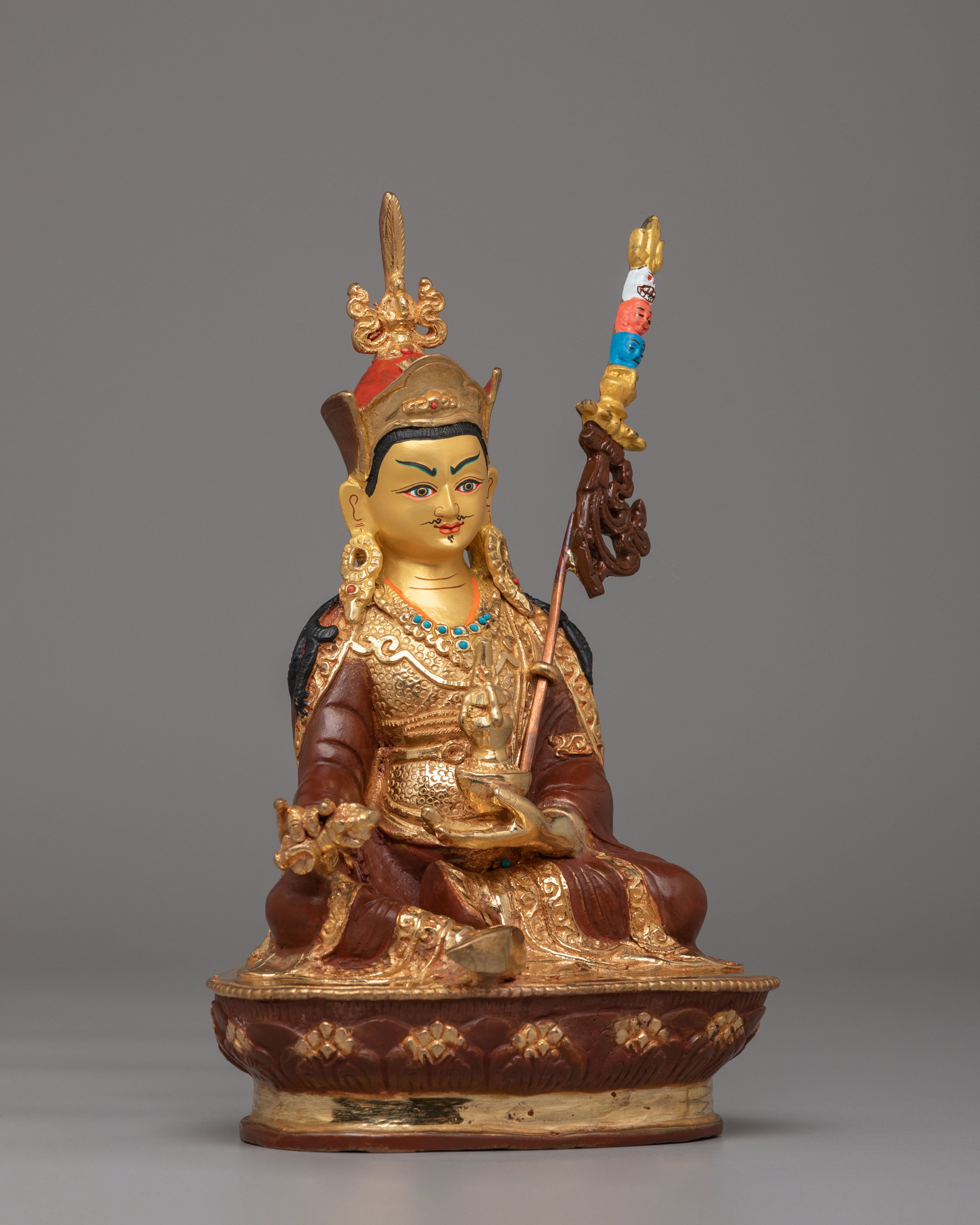 Himalayan Guru Rinpoche Altar Statue | 24K Gold Plated Tibetan Buddha