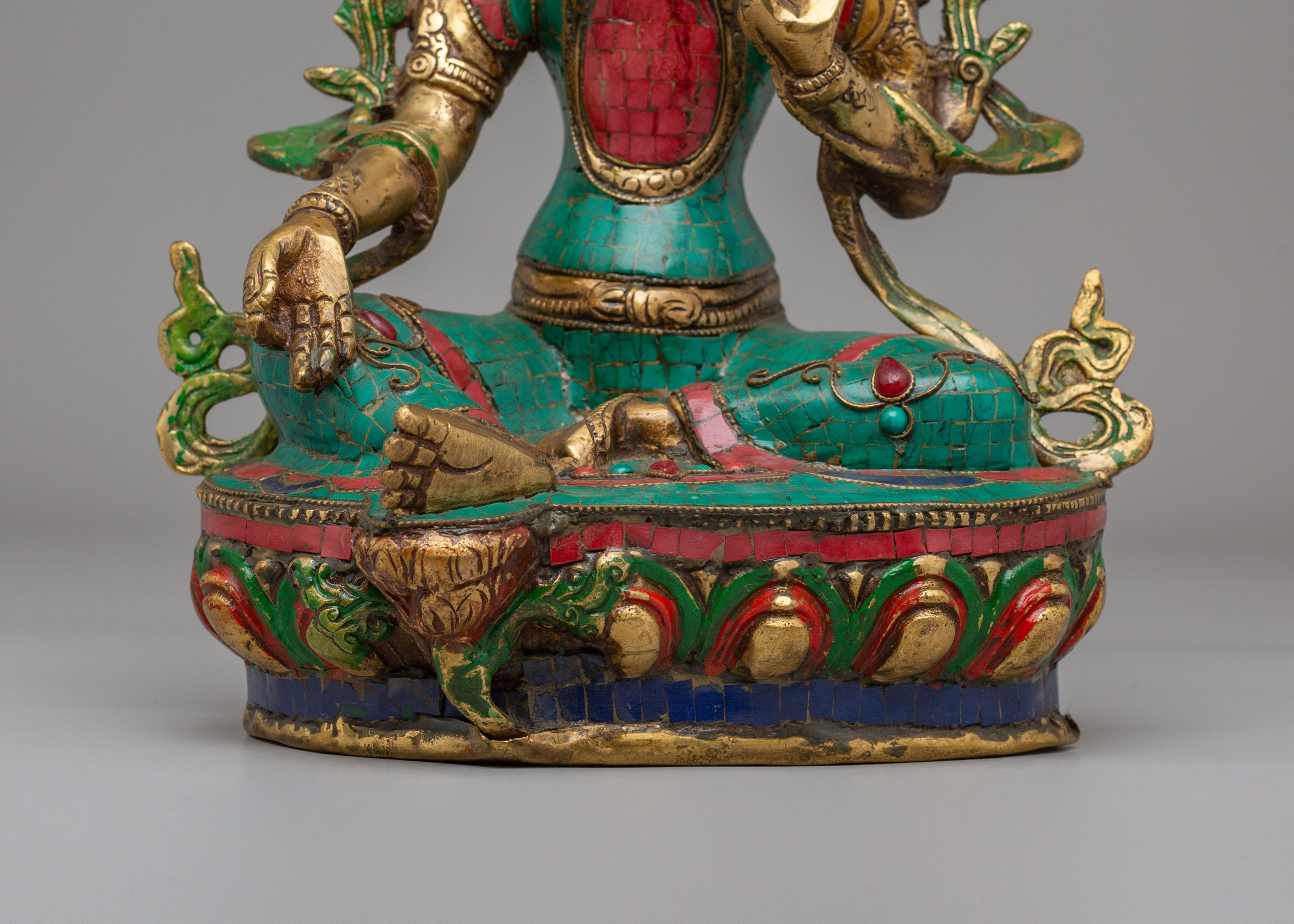 Ceremonial Green Tara Statue | Tibetan Artwork for Rituals