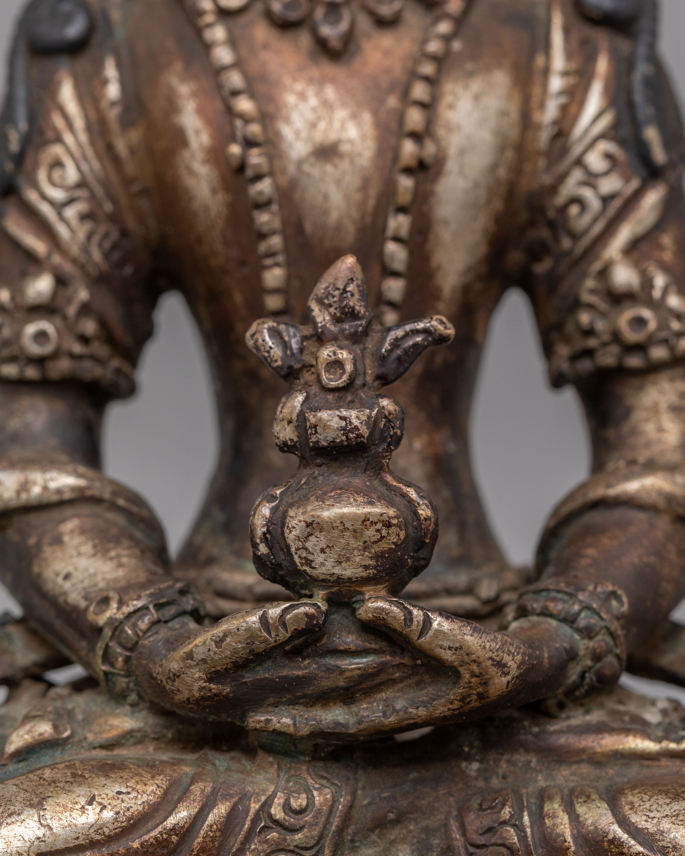 Amitayus Sculpture for Longevity | Antique Finish Buddhist Statue