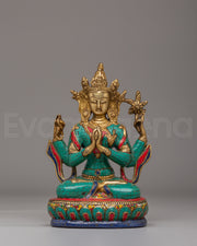 Tibetan Chenrezig Statue for Altar | Buddhist Deity Figurine