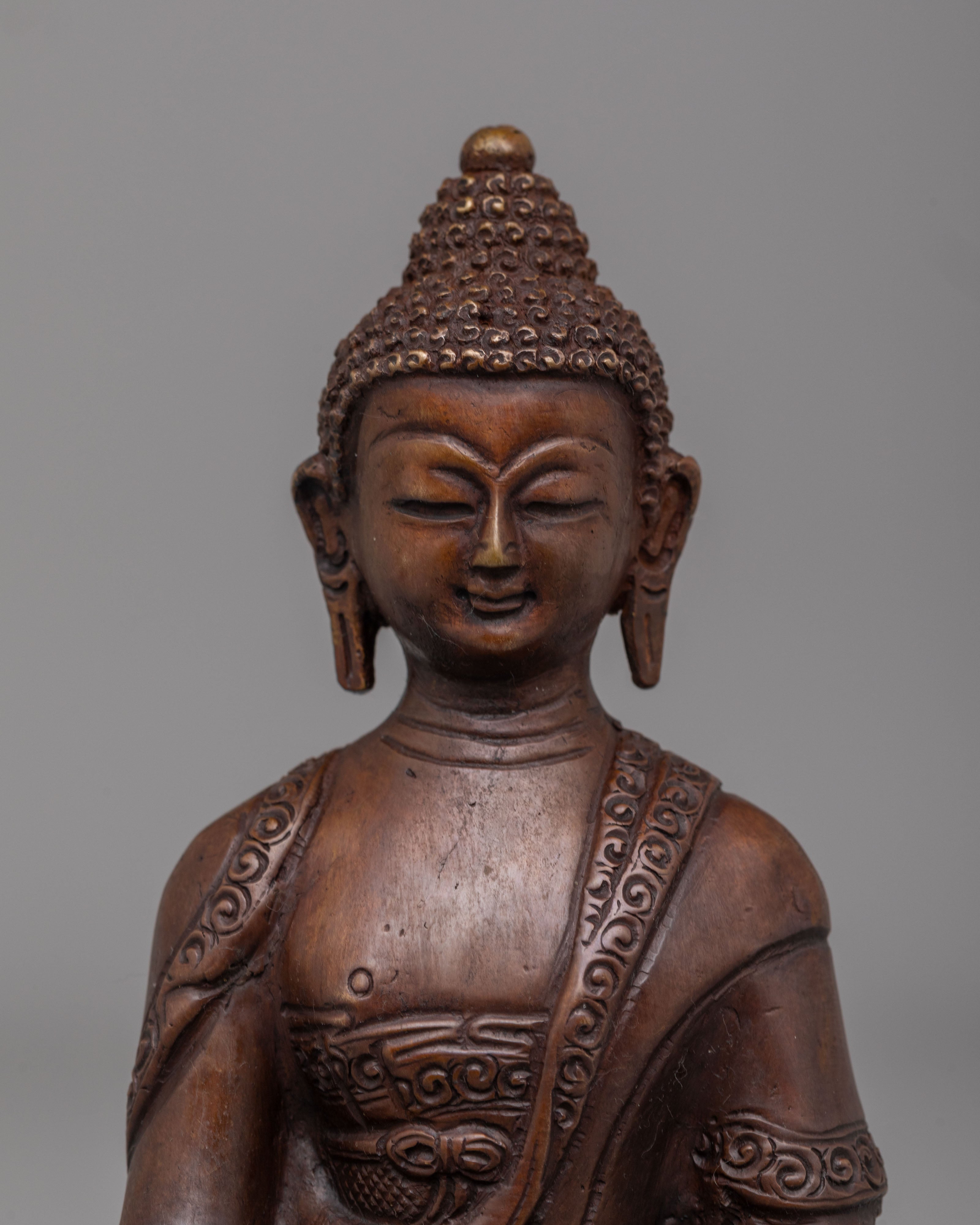 Shakyamuni Buddha Statue for Enlightenment | Oxidized Copper Buddha Figure