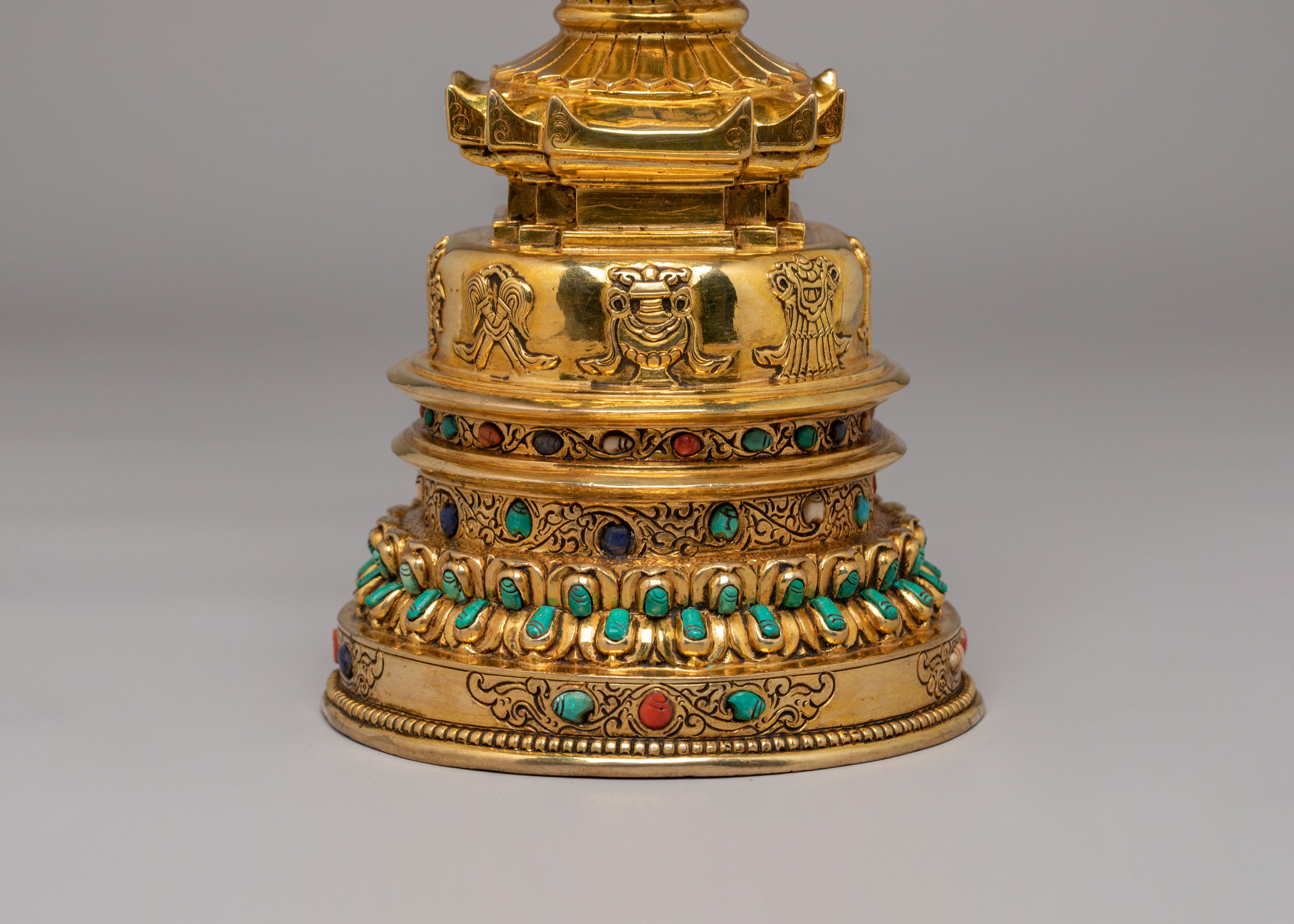 Sacred Himalayan Kadampa Stupa | 24K Gold Plated Copper Stupa
