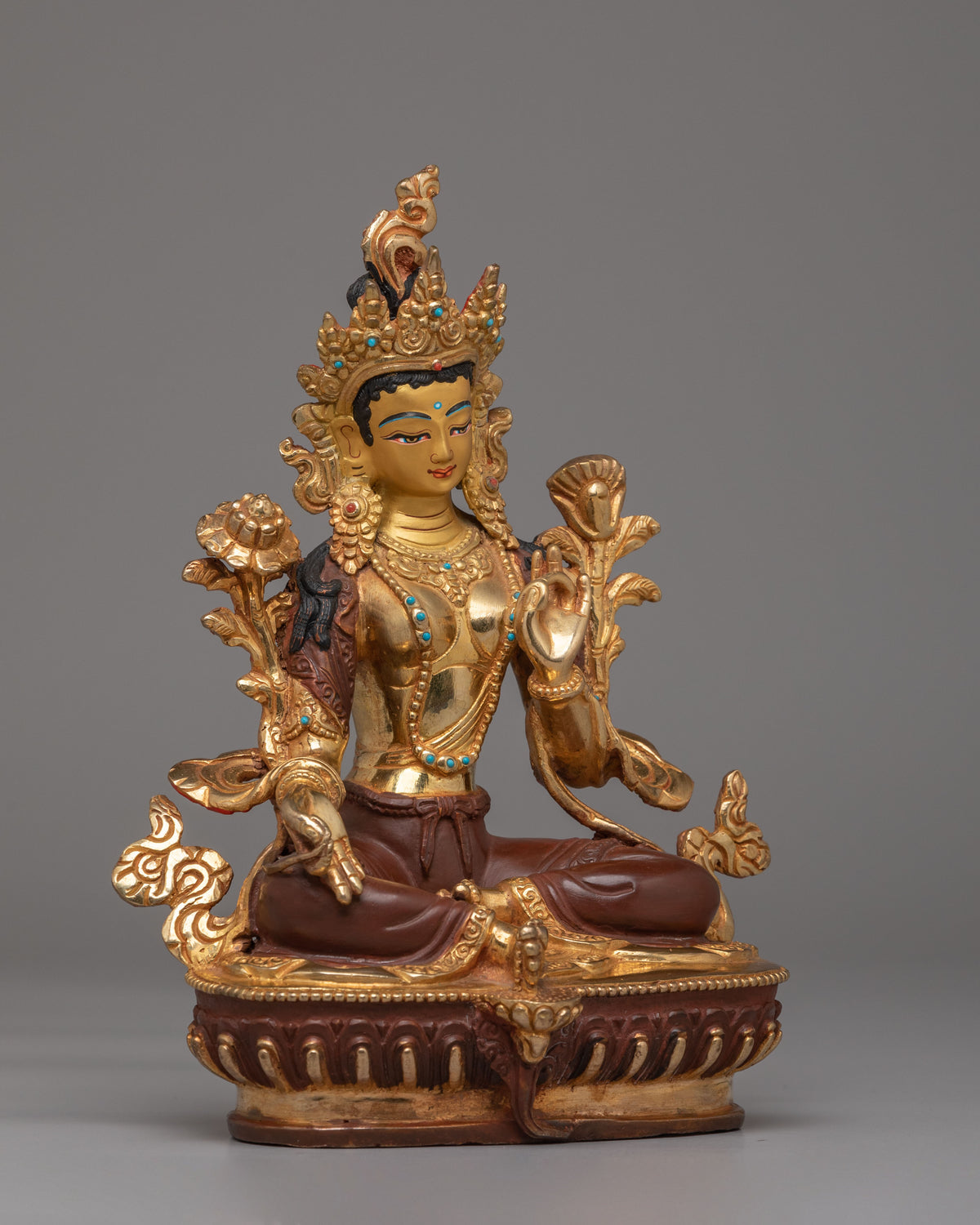 Handmade Green Tara Goddess Statue | Tibetan Spiritual Decor