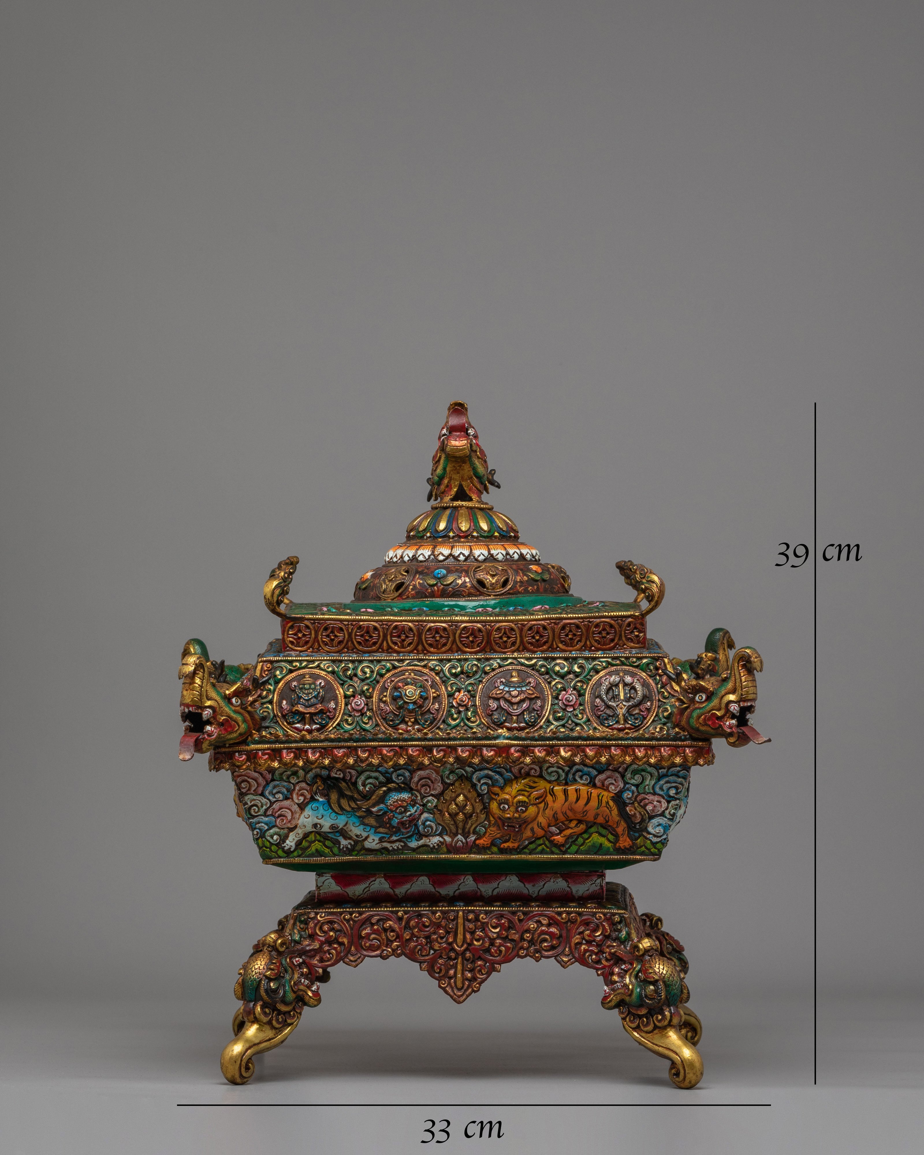 Handcrafted Ceremonial Incense Burner | Gold and Acrylic Color