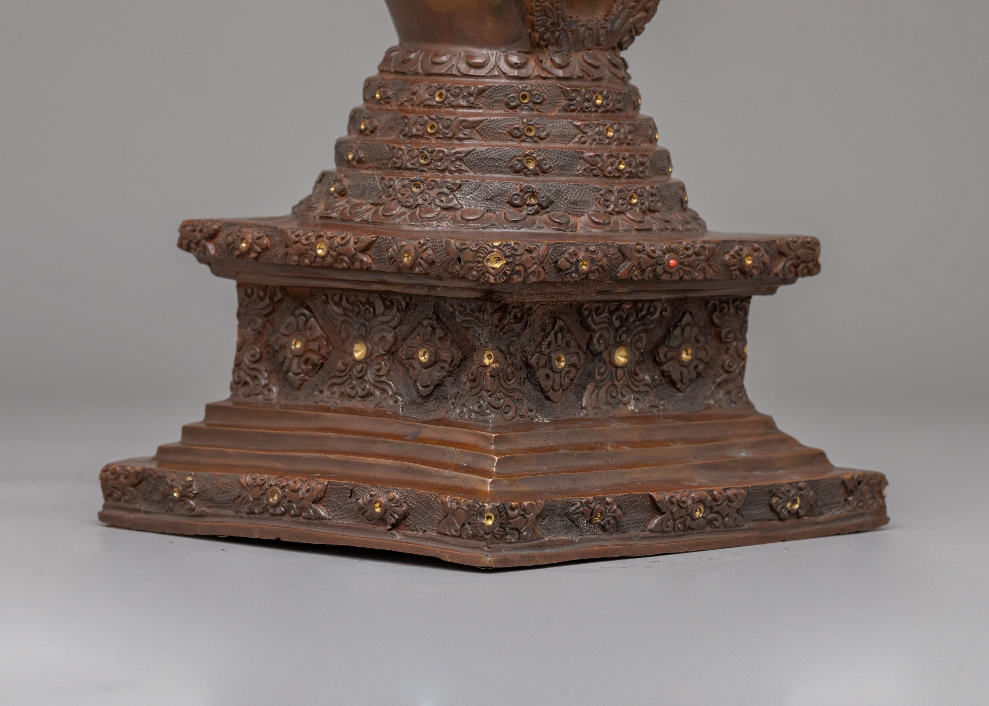 Handmade Lotus Blossom Stupa For Altar | Tibetan Ritual Art
