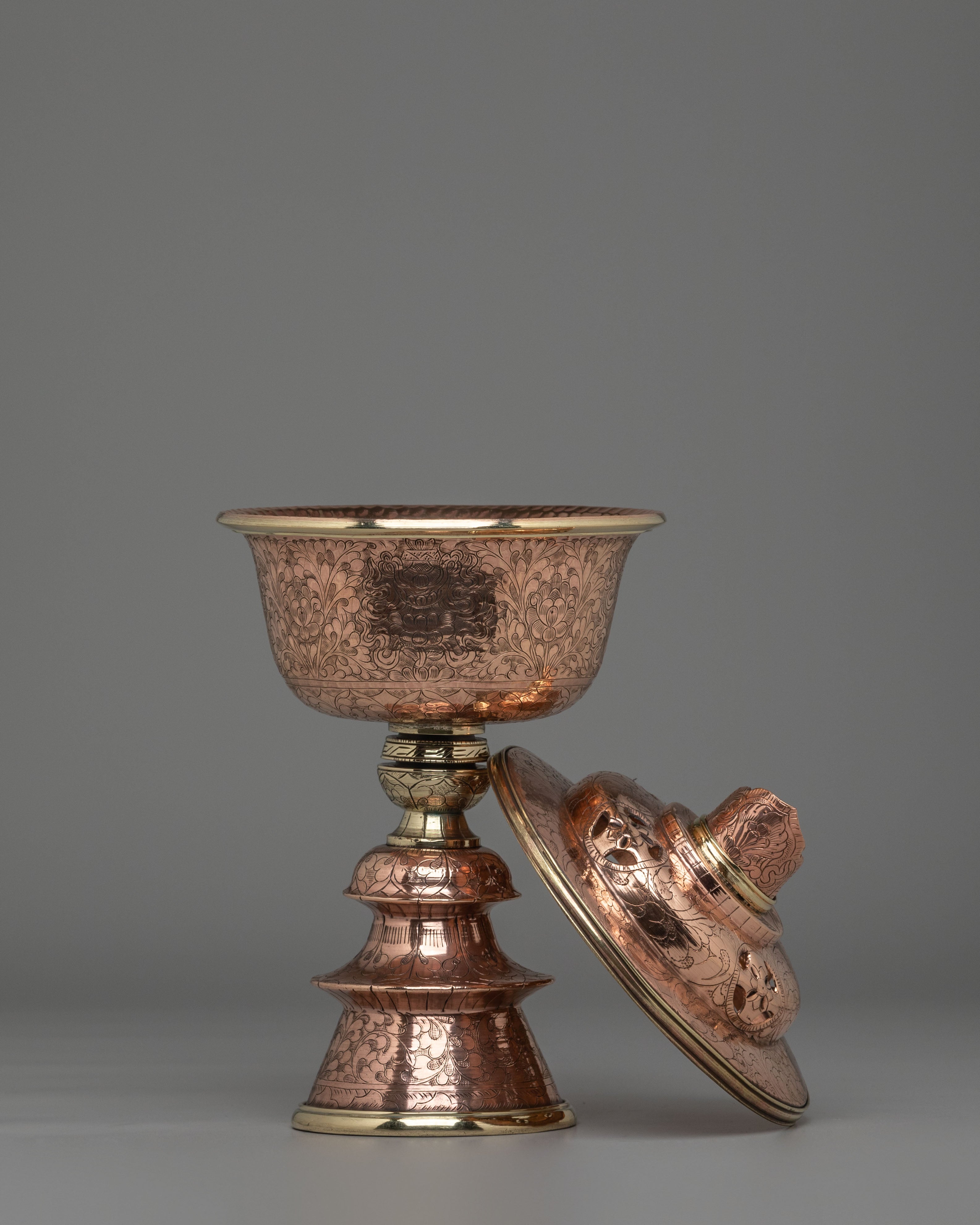 Handmade Brass & Copper Butter Lamp for Ritual | Spiritual Oil Lamp