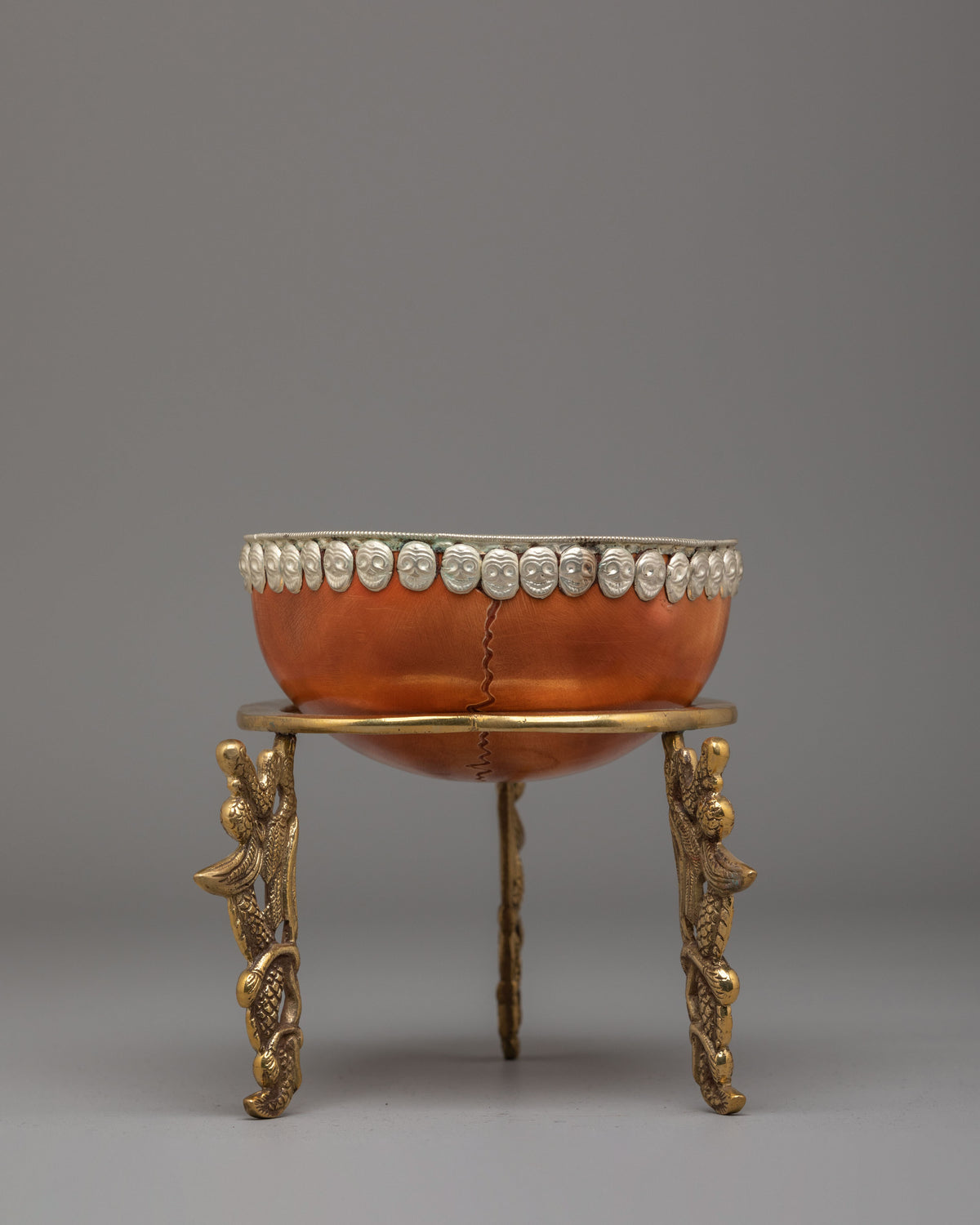 Handmade Kapala Ritual Cup with Stand | Tibetan Buddhist Ritual Bowl