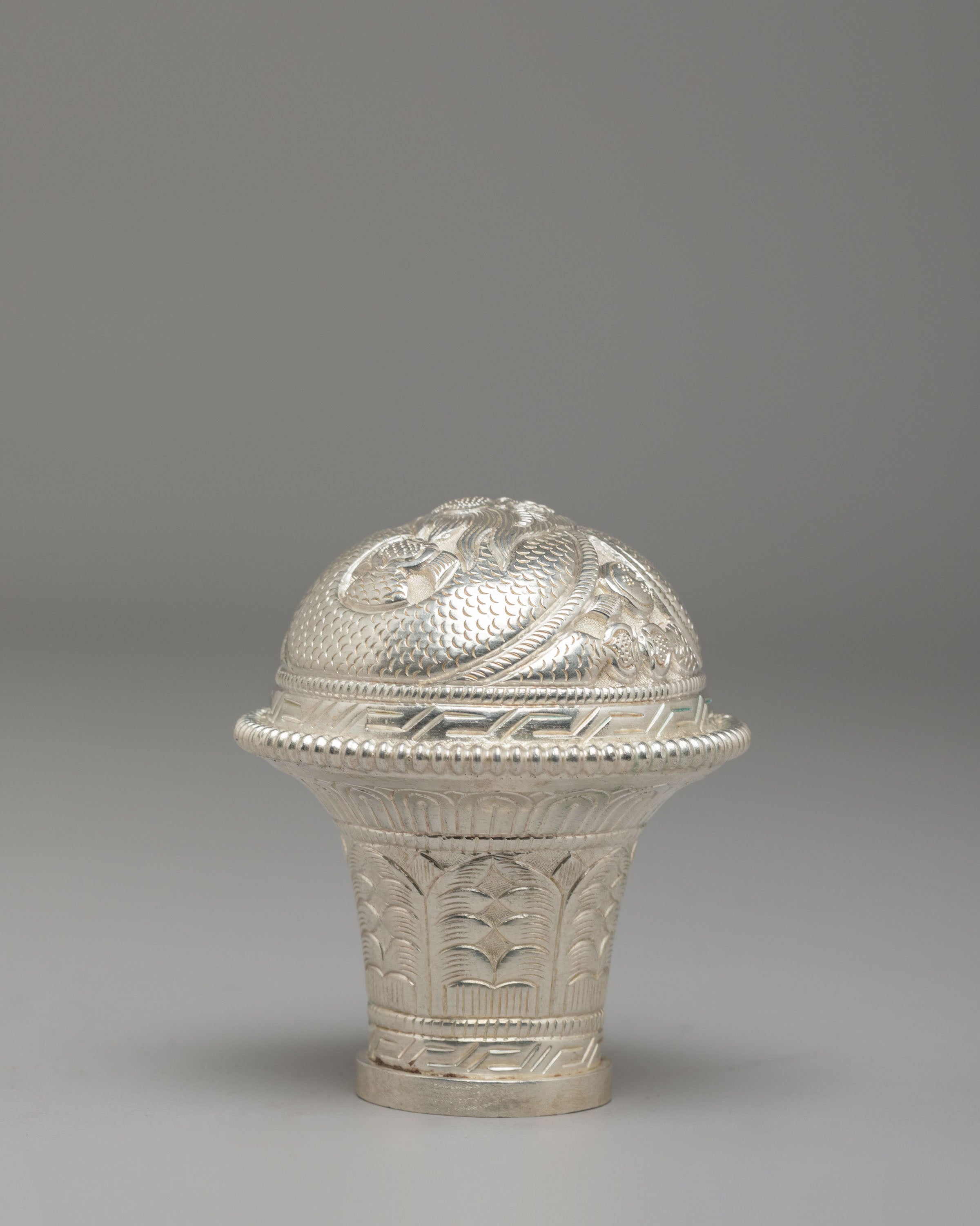 Silver Brocade Stick Cap | Sacred Silver Ritual Accessories