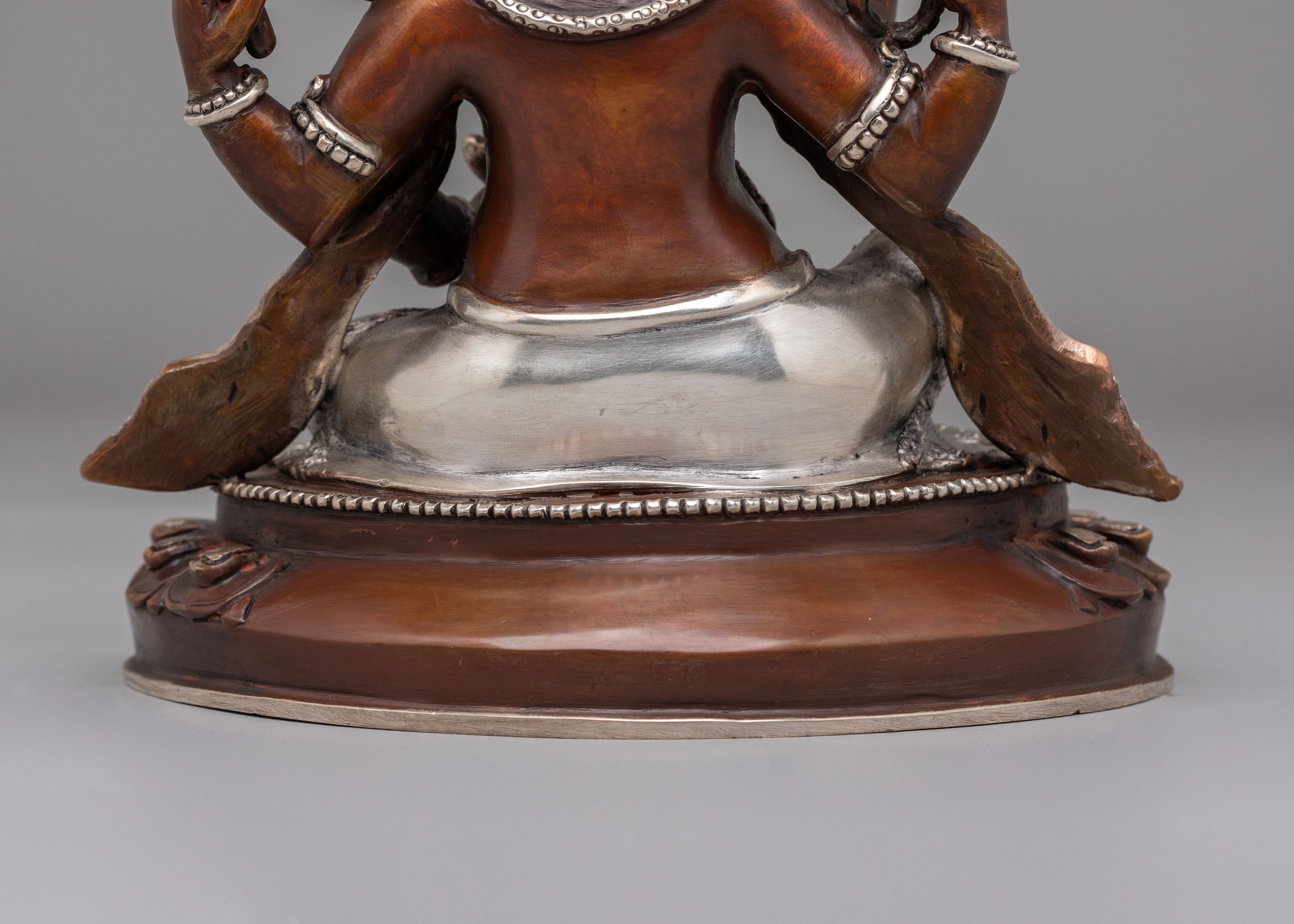 Handcrafted Lord Ganesha Statue | Oxidized Copper Body with Silver Plating