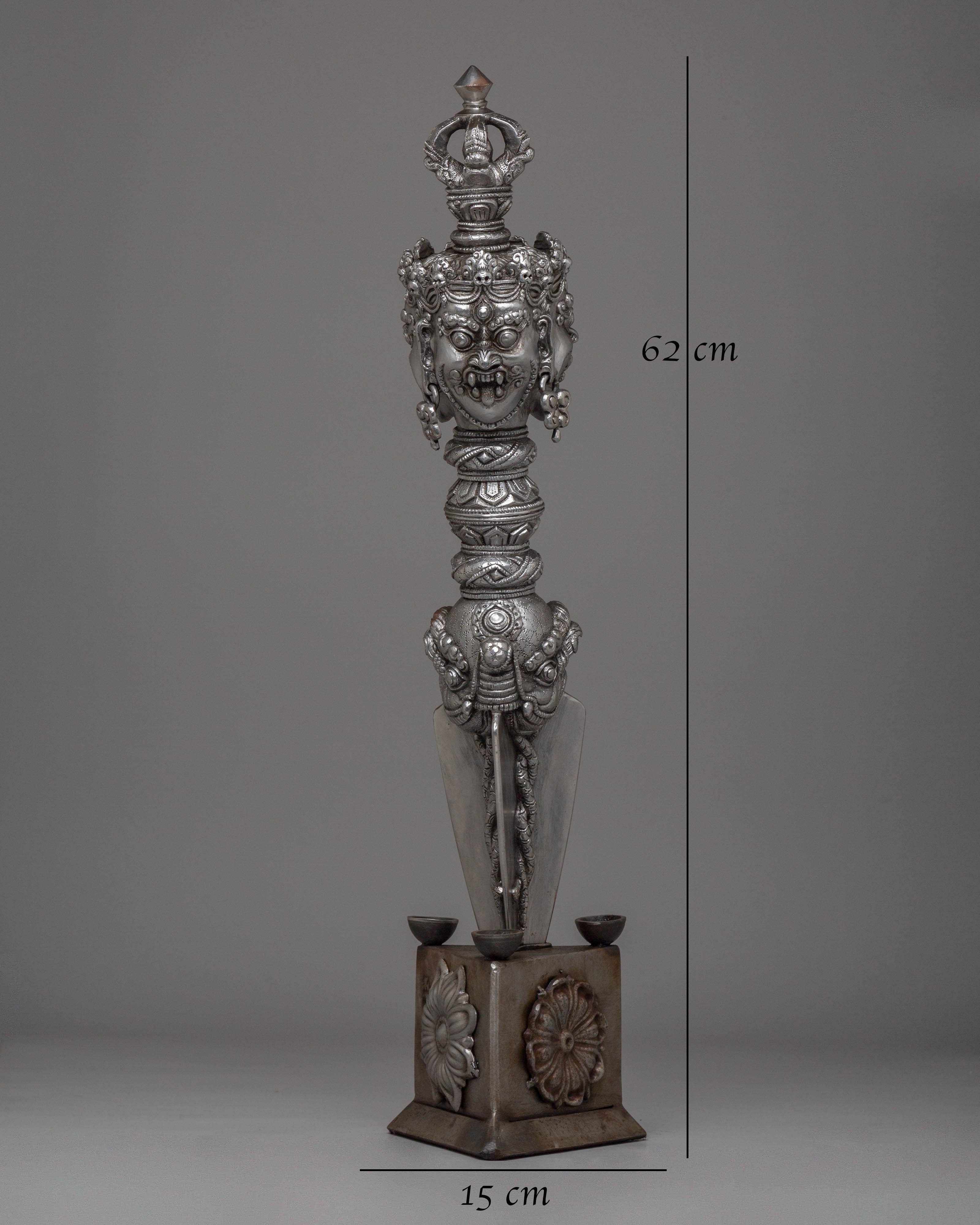 Iron Phurba for Buddhist Ceremonies |Tibetan Ritual Tool with Acrylic Color