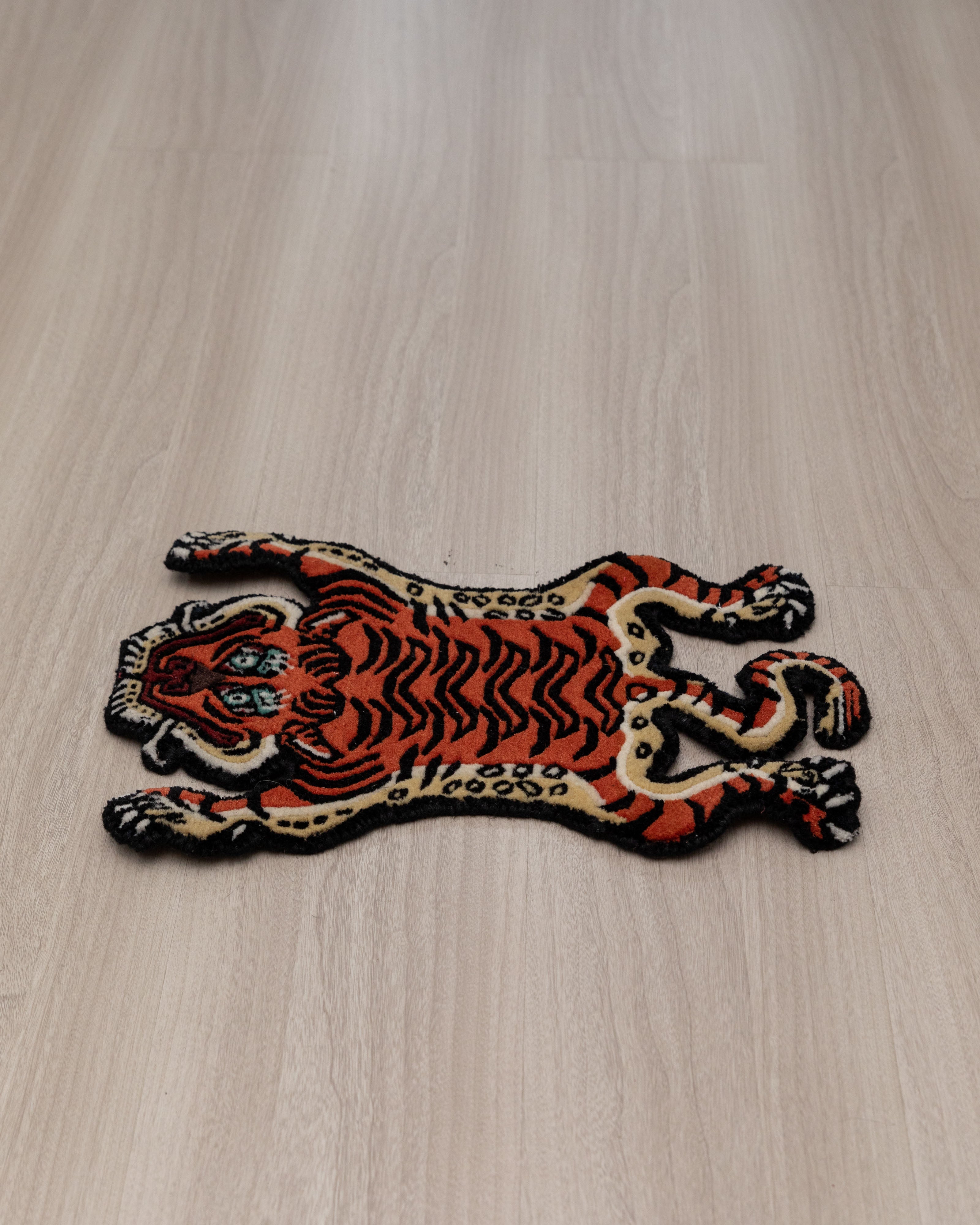 Handwoven Wool Tiger Rug | Himalayan Meditation Carpet