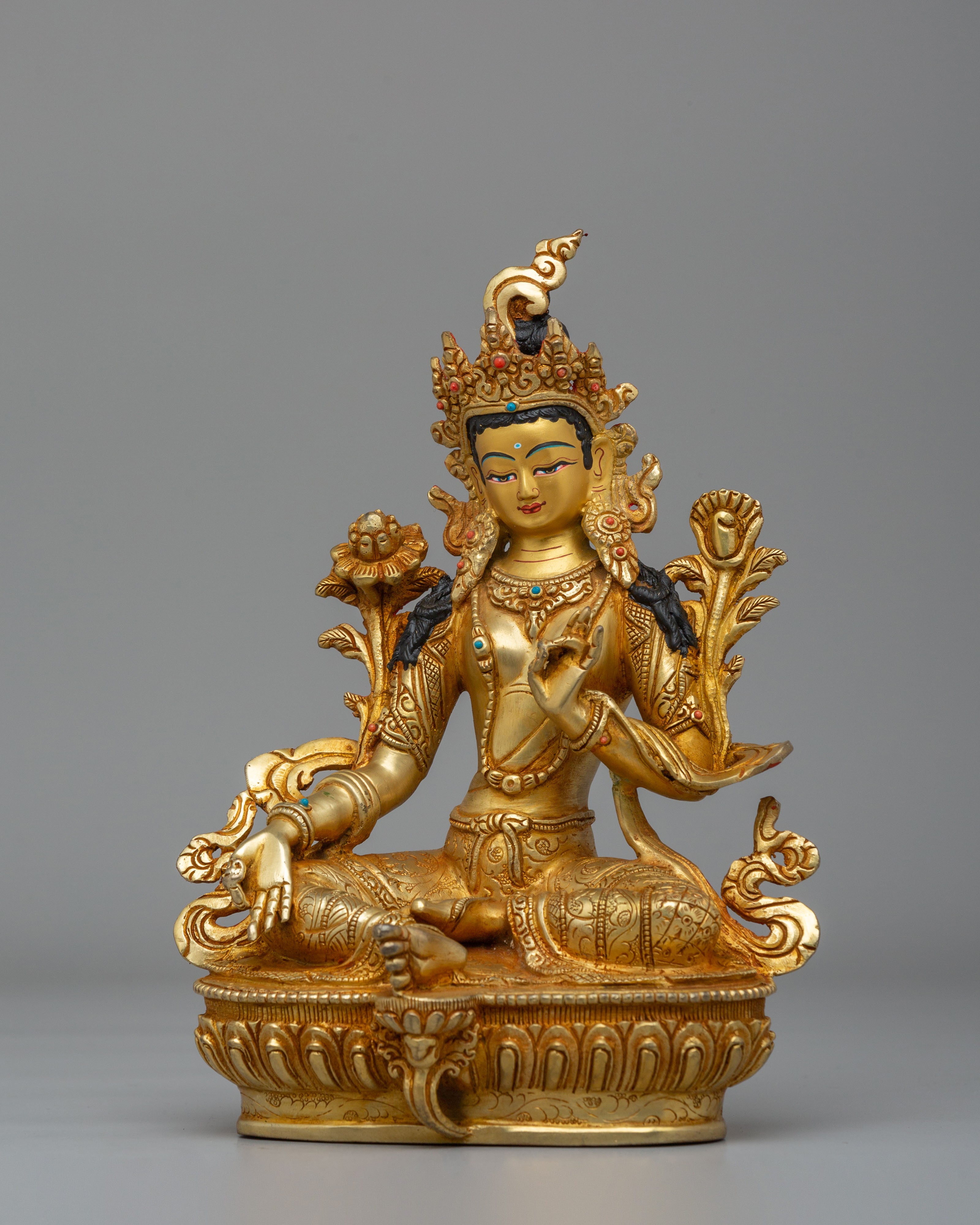 Himalayan Green Tara Statue for Altar | Symbol of Compassion & Protection