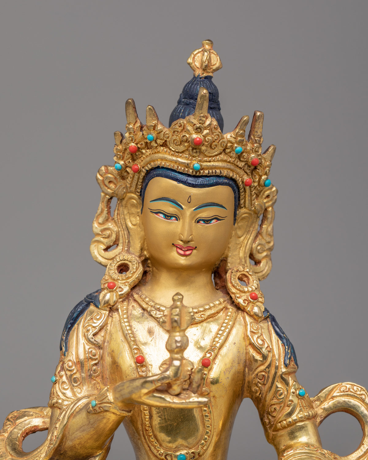 Traditional Tibetan Vajrasattva Statue | Gold Plated Buddhist Purification Deity