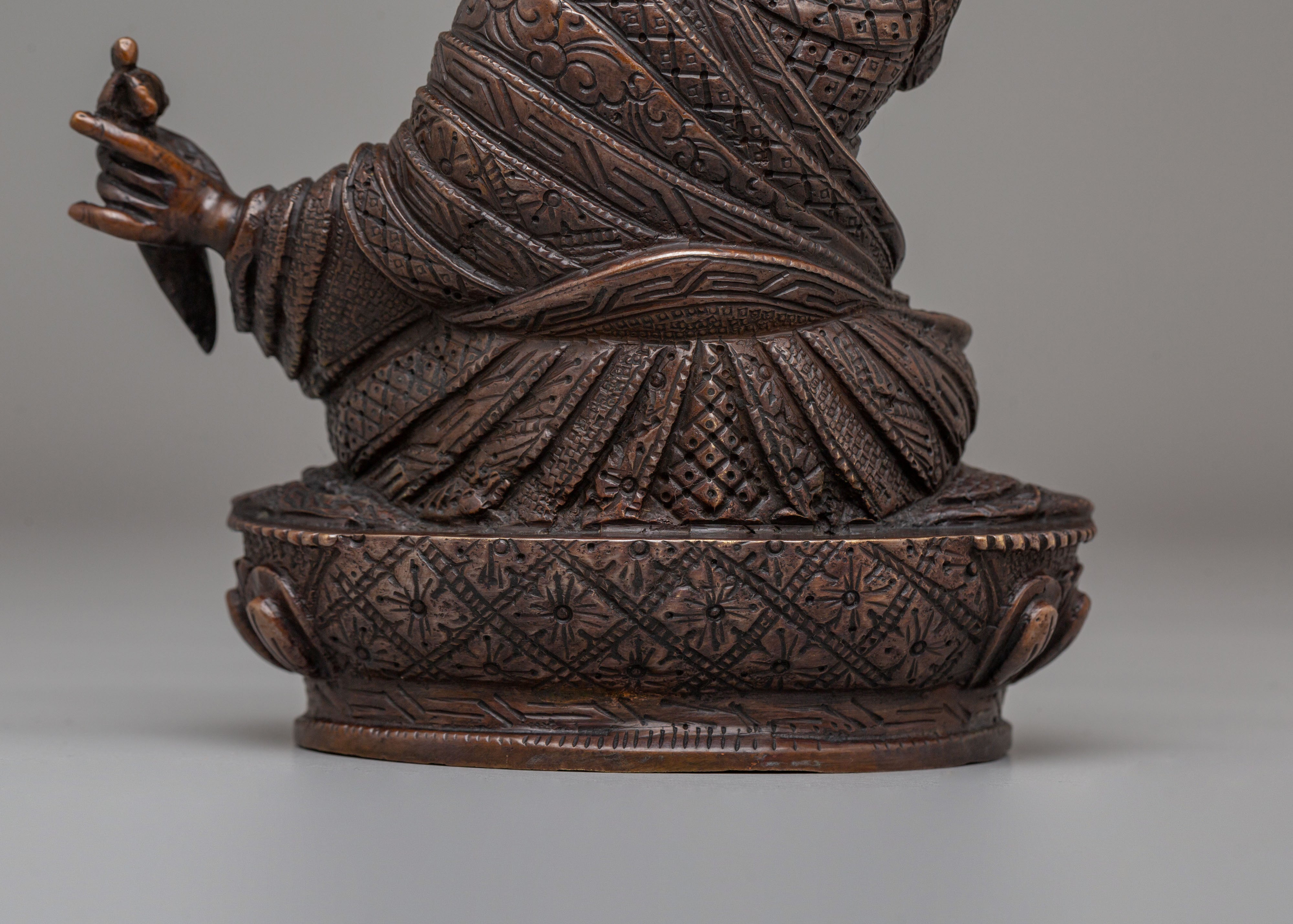 Karmapa Tibetan Buddhist Master Statue | Handcrafted Oxidized Copper Figurine