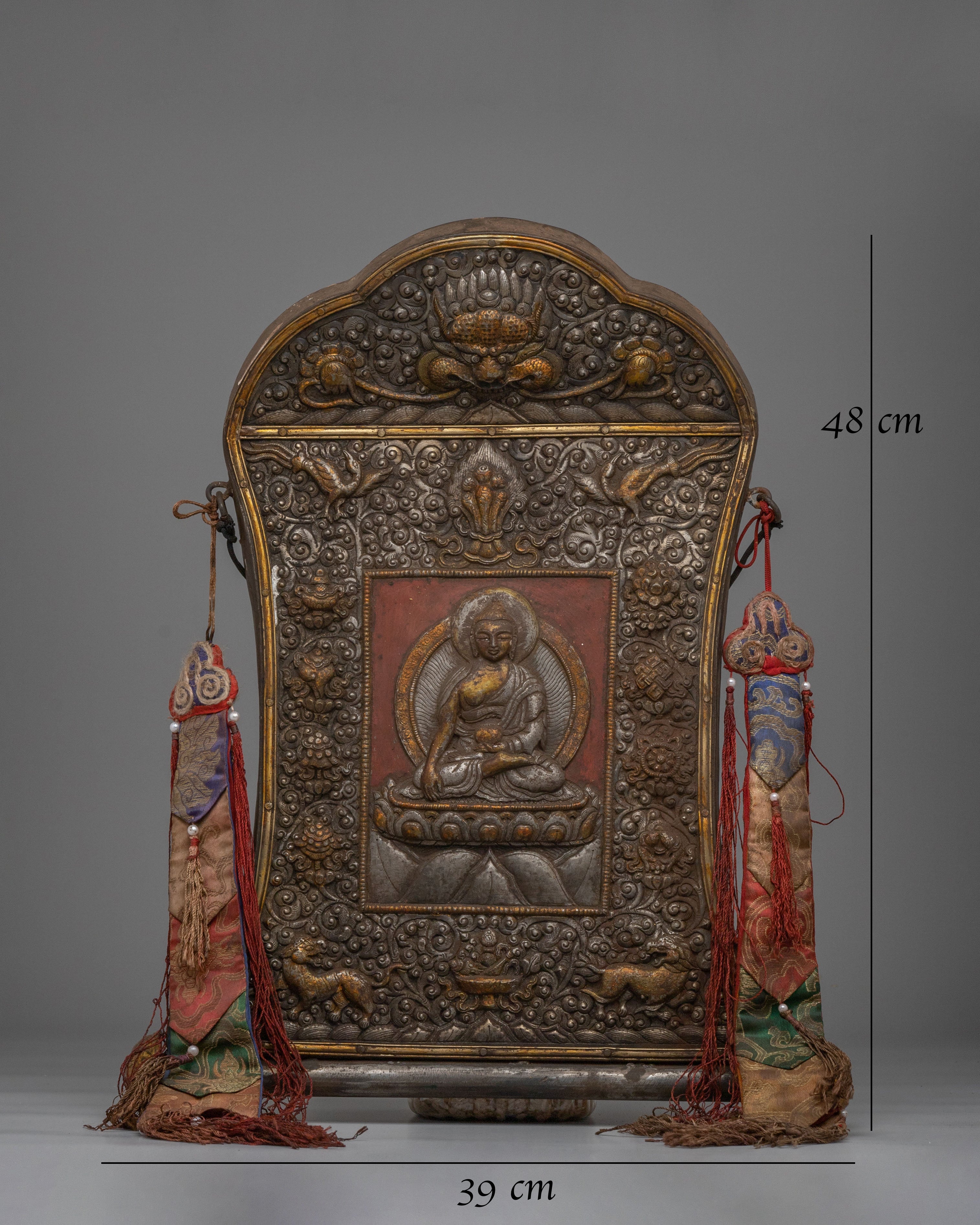 Sacred Shakyamuni Buddha Metal Thangka | Meditation and Spiritual Growth