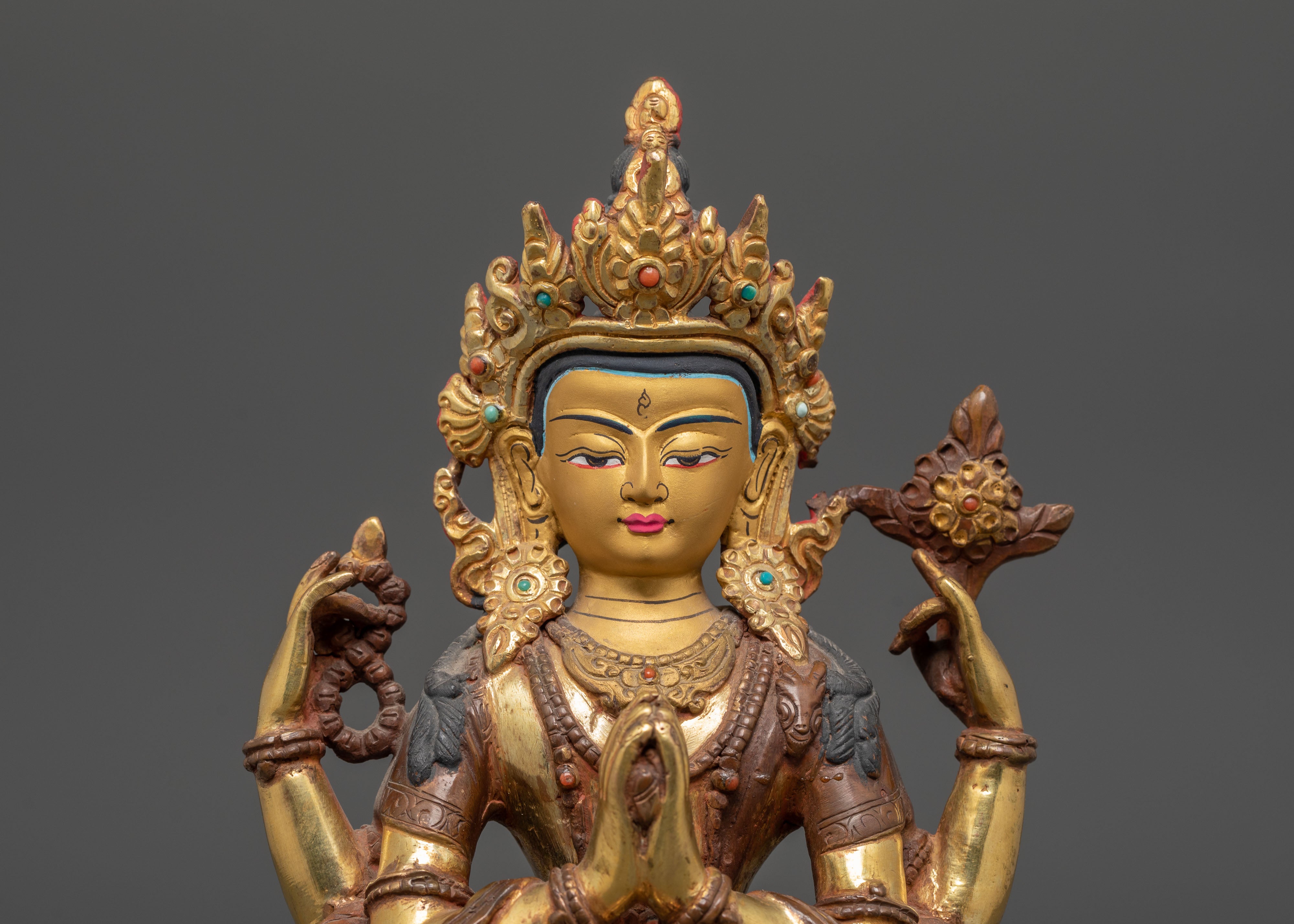 Sacred Four-Armed Chenrezig Statue | Tibetan Artwork