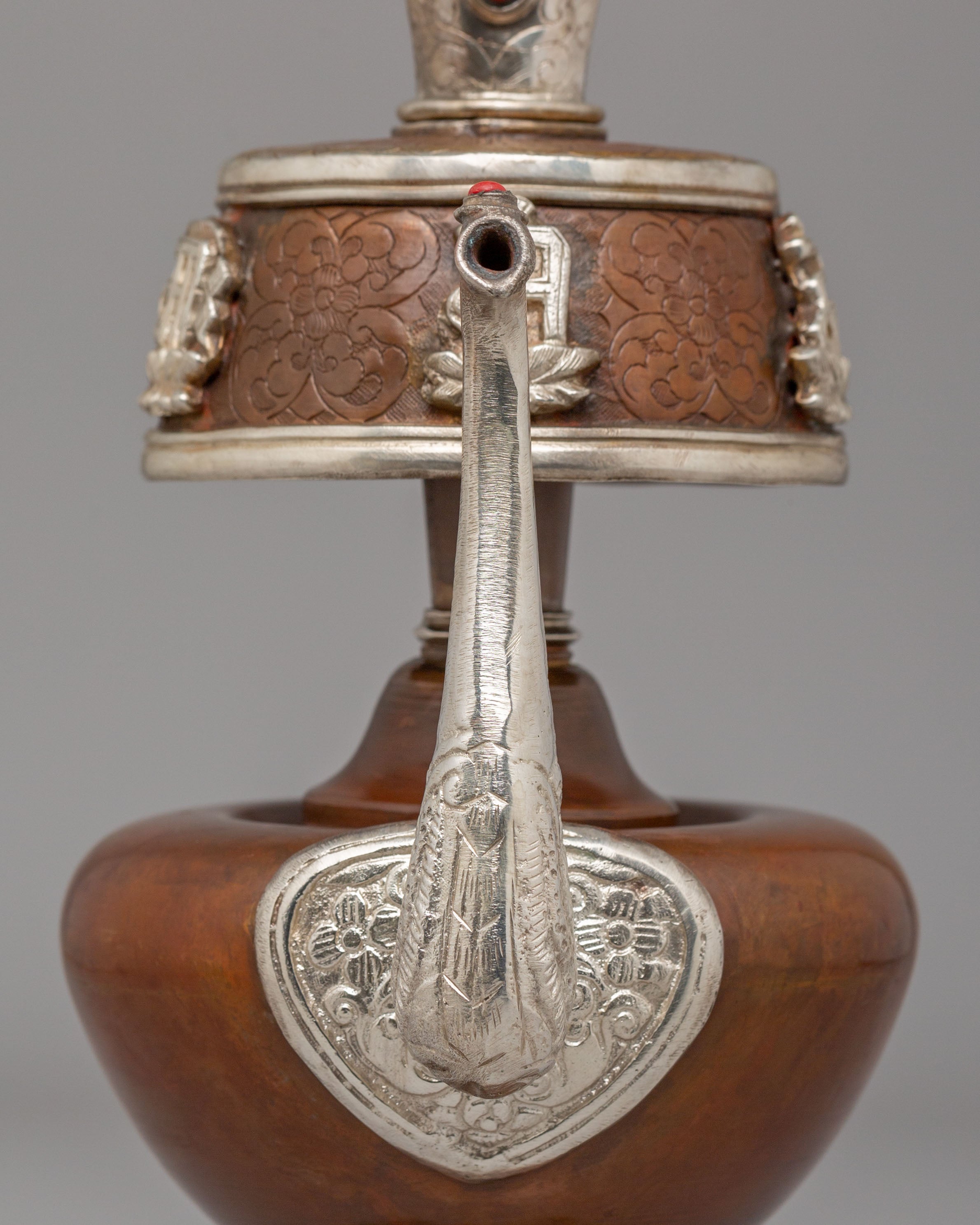 Spiritual Ceremonial Bhumba Pair | Tibetan Ritual Copper Silver Vessels