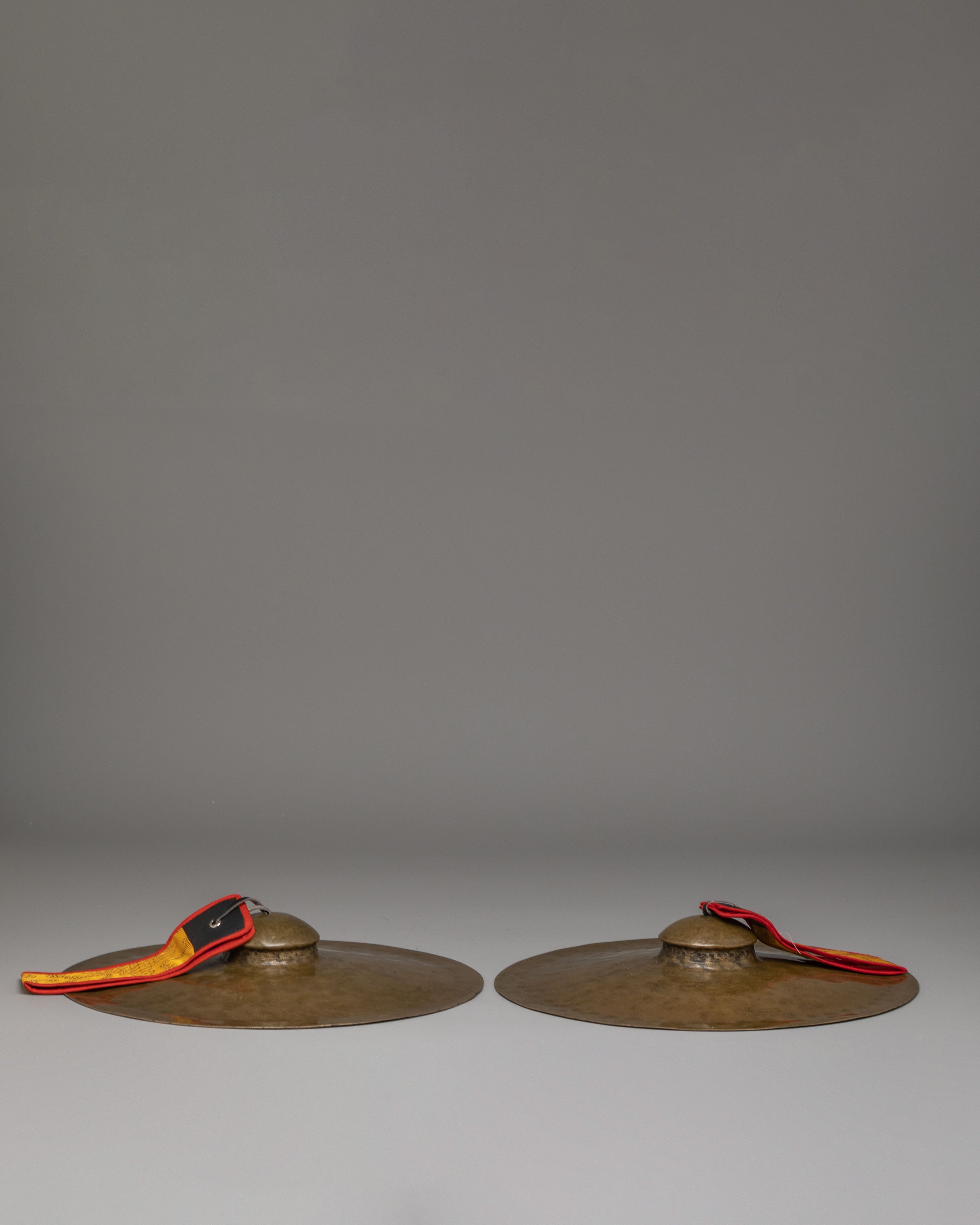 Traditional Tibetan Jhyamta | Seven Metal Ritual Cymbals with Cover