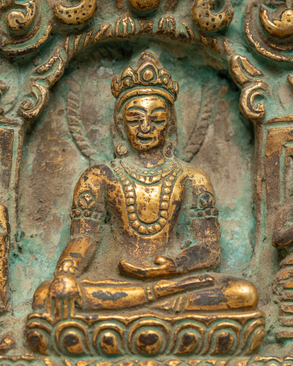 Tibetan Buddhist Door Hanging Buddha Set | Handcrafted Copper Buddha Panel