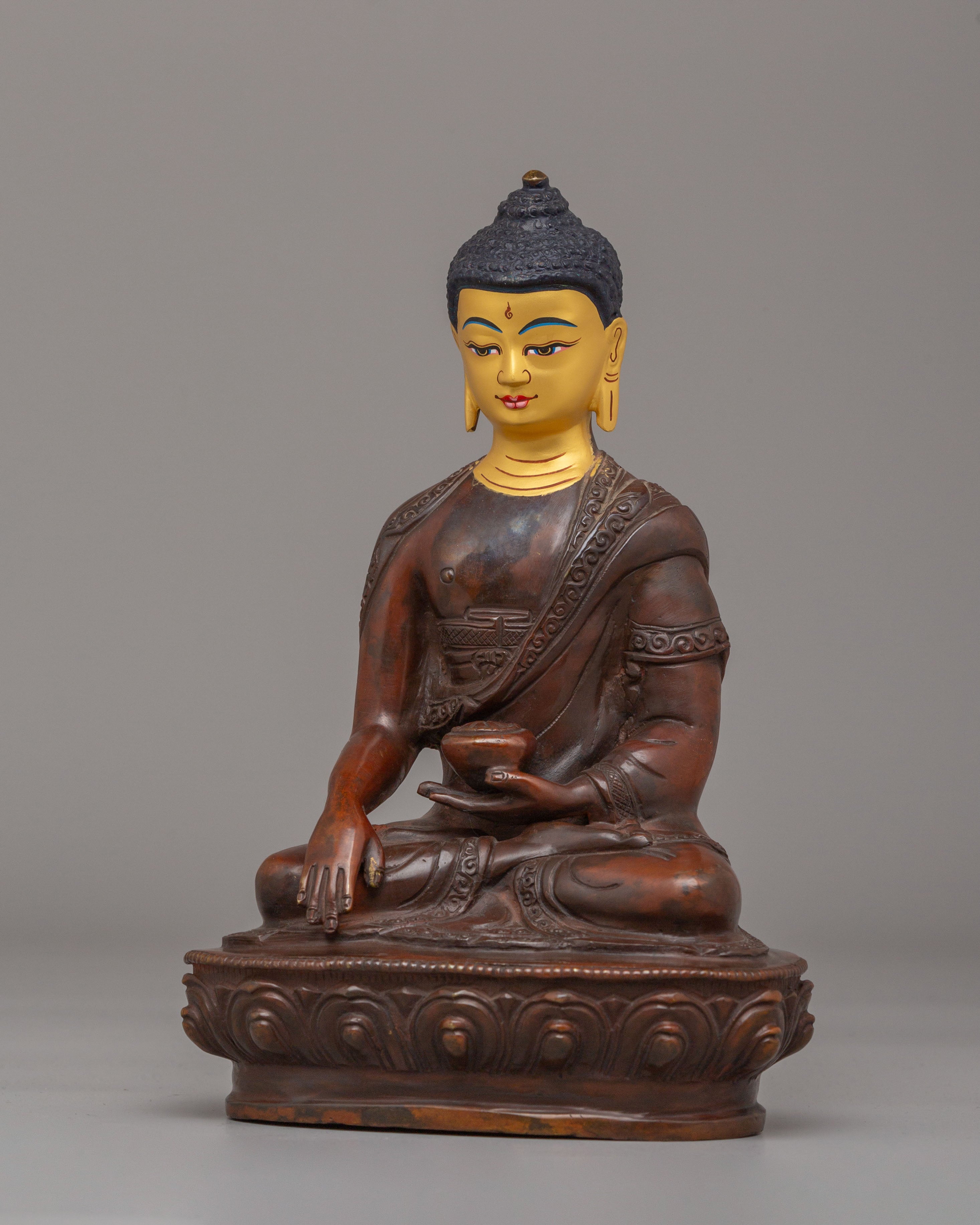 Shakyamuni Buddha Statue for Shrine | Handcrafted Oxidized Copper Statue