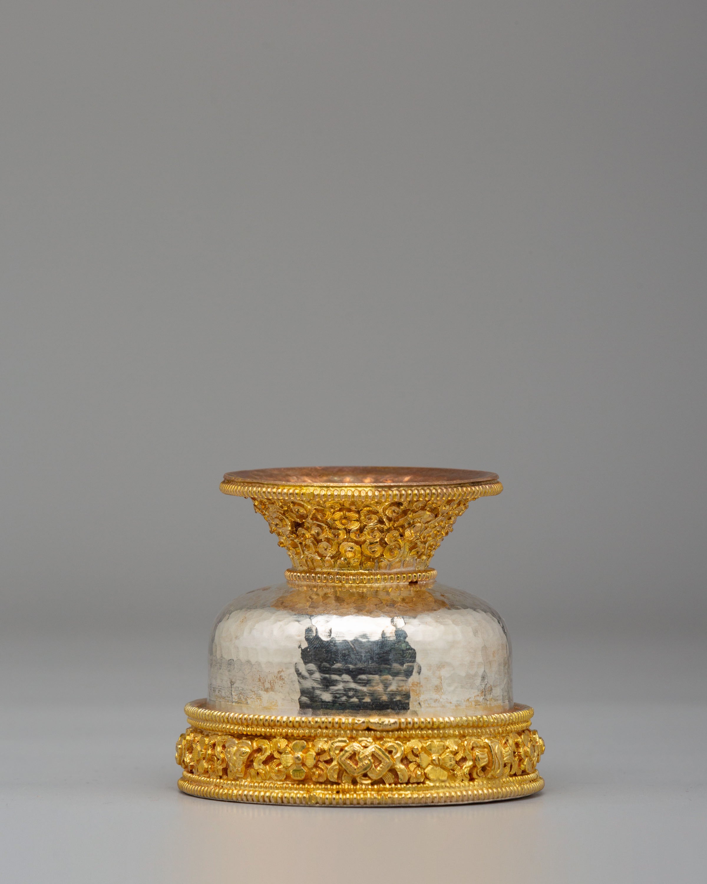 Sacred Himalayan Altar Offering Bowls | Gold Silver Plated Ritual Bowls