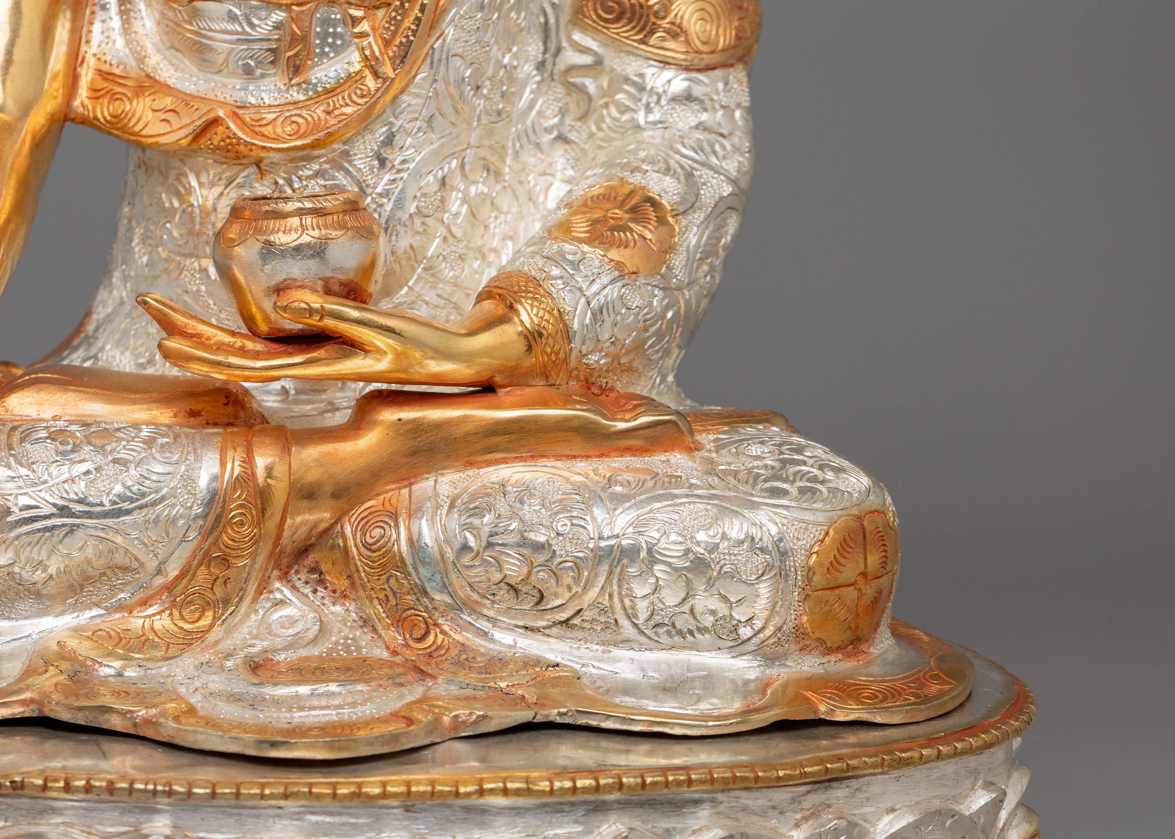 Buddhist Crown Shakyamuni Buddha Statue | Handcrafted Tibetan Deity Sculpture