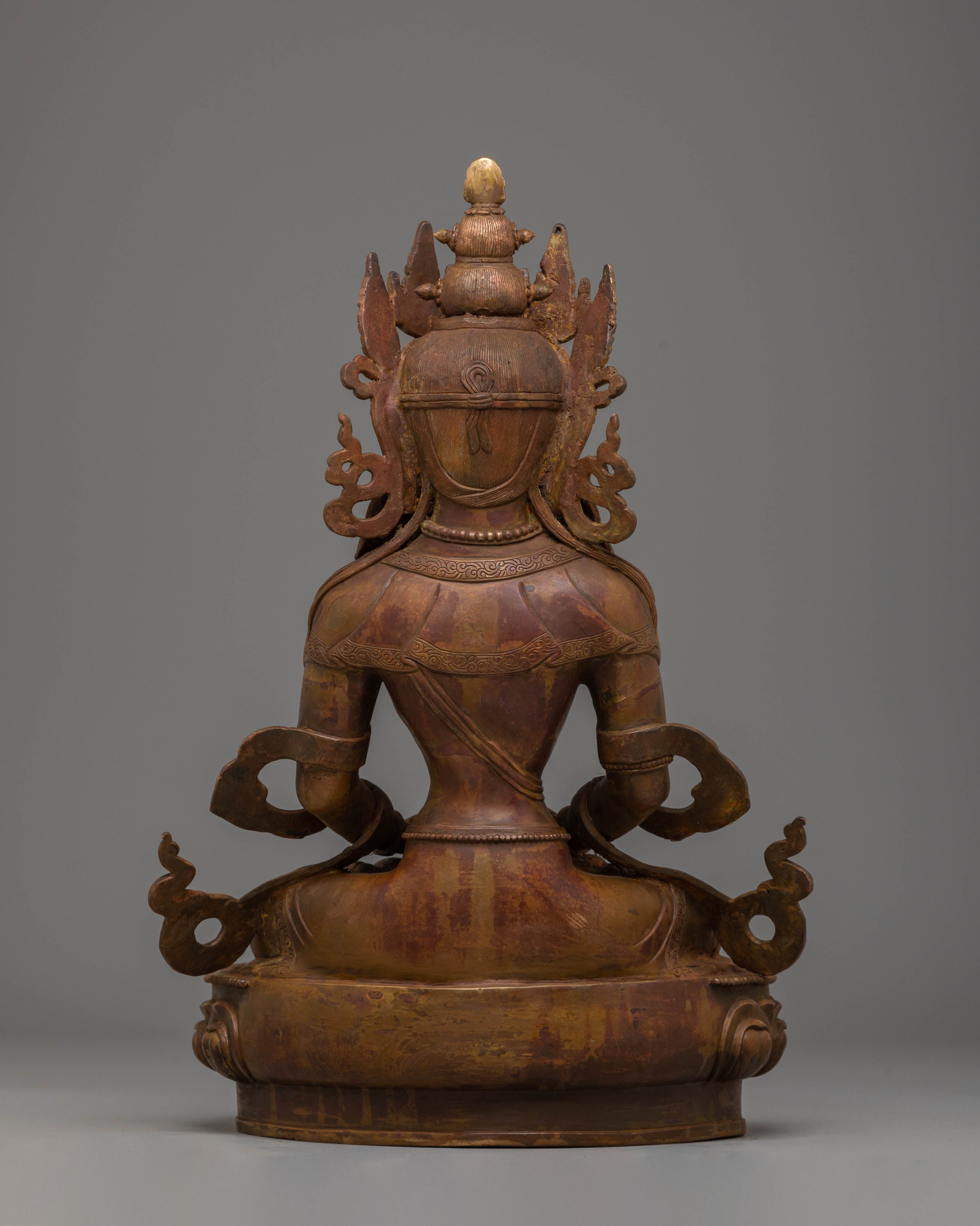 Sacred Amitayus Enlightenment Statue | Oxidized Copper Buddha for Spiritual Space