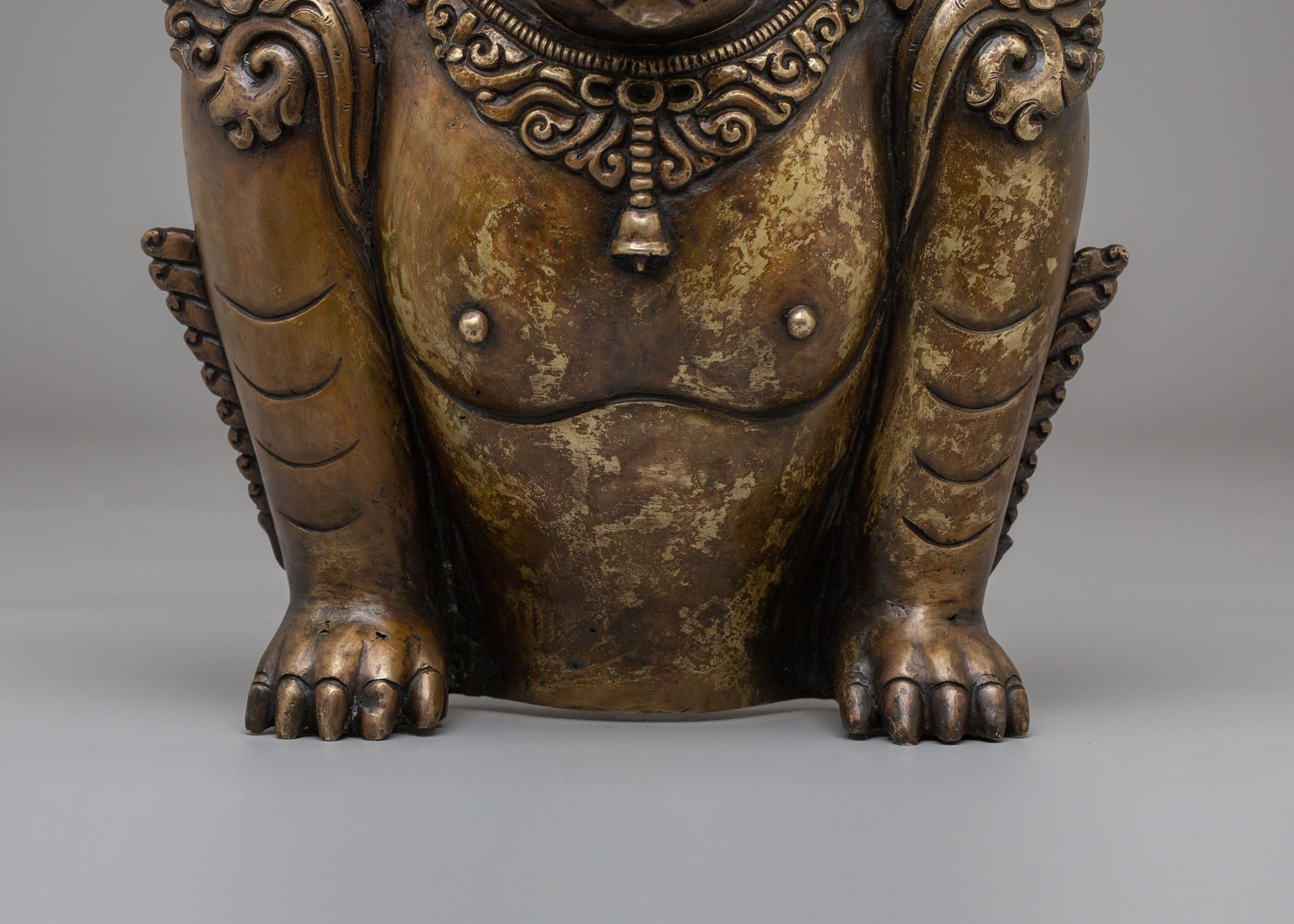 Tibetan Lion Wall Hanging Art | Handcrafted Bronze Decor Piece