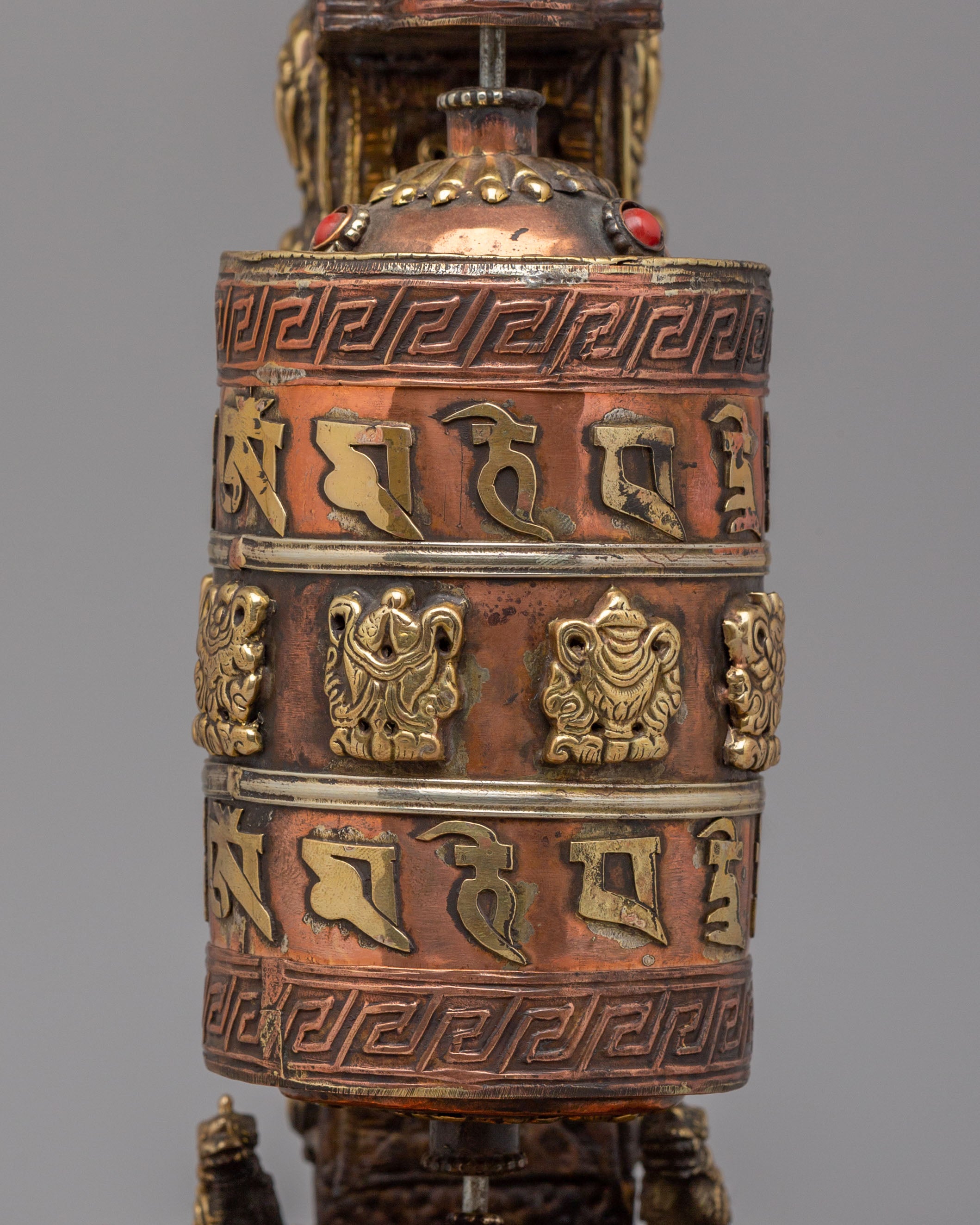 Spiritual Prayer Wheel with Incense Burner | Sacred Tibetan Ritual Object