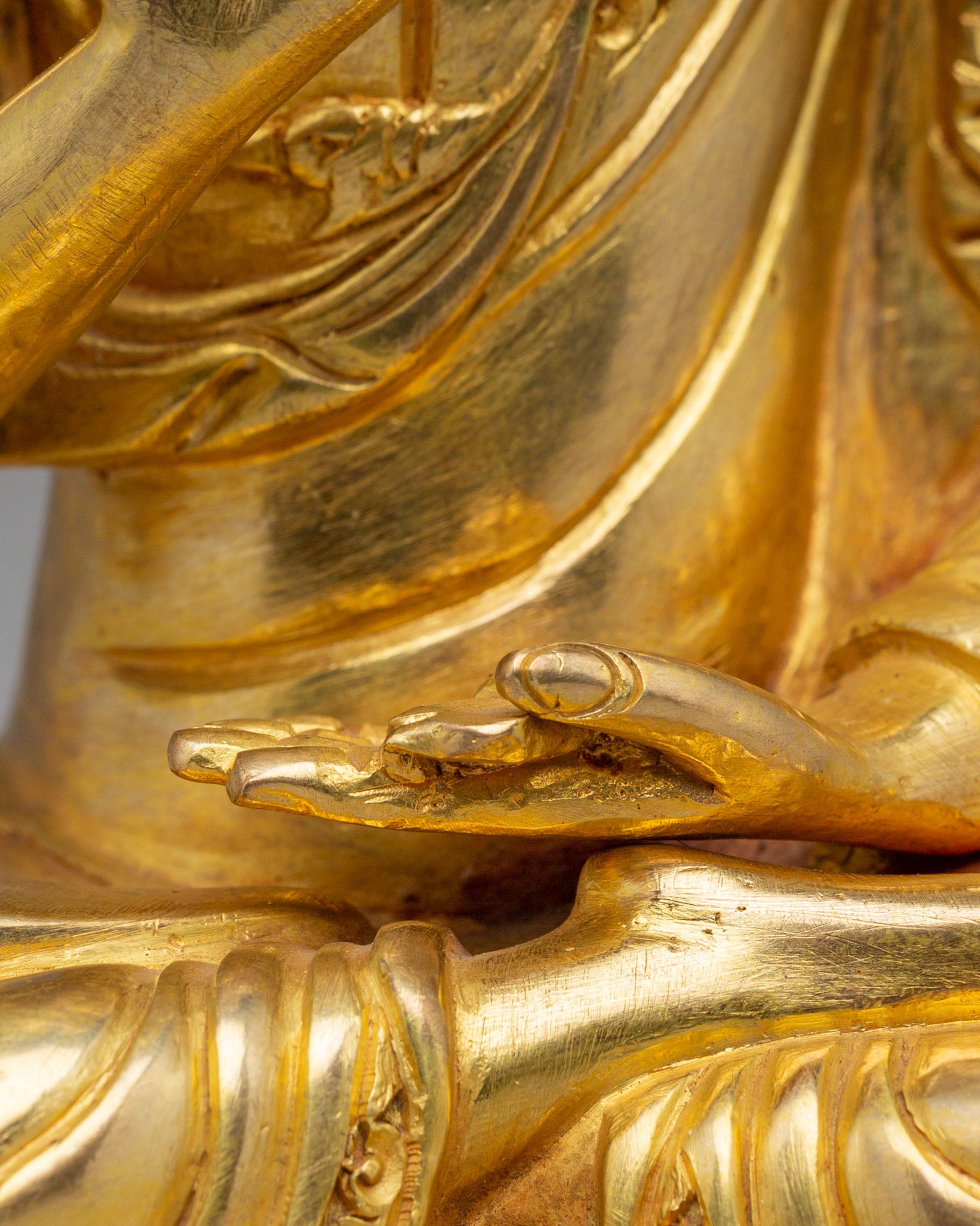 Buddhist Lama Tsongkhapa Set Statue | 24K Gold Plated Buddhist Sculpture