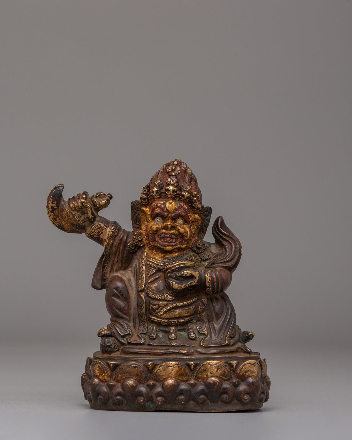 Sacred Bernagchen Mahakala Statue | Tibetan Protector Copper Sculpture