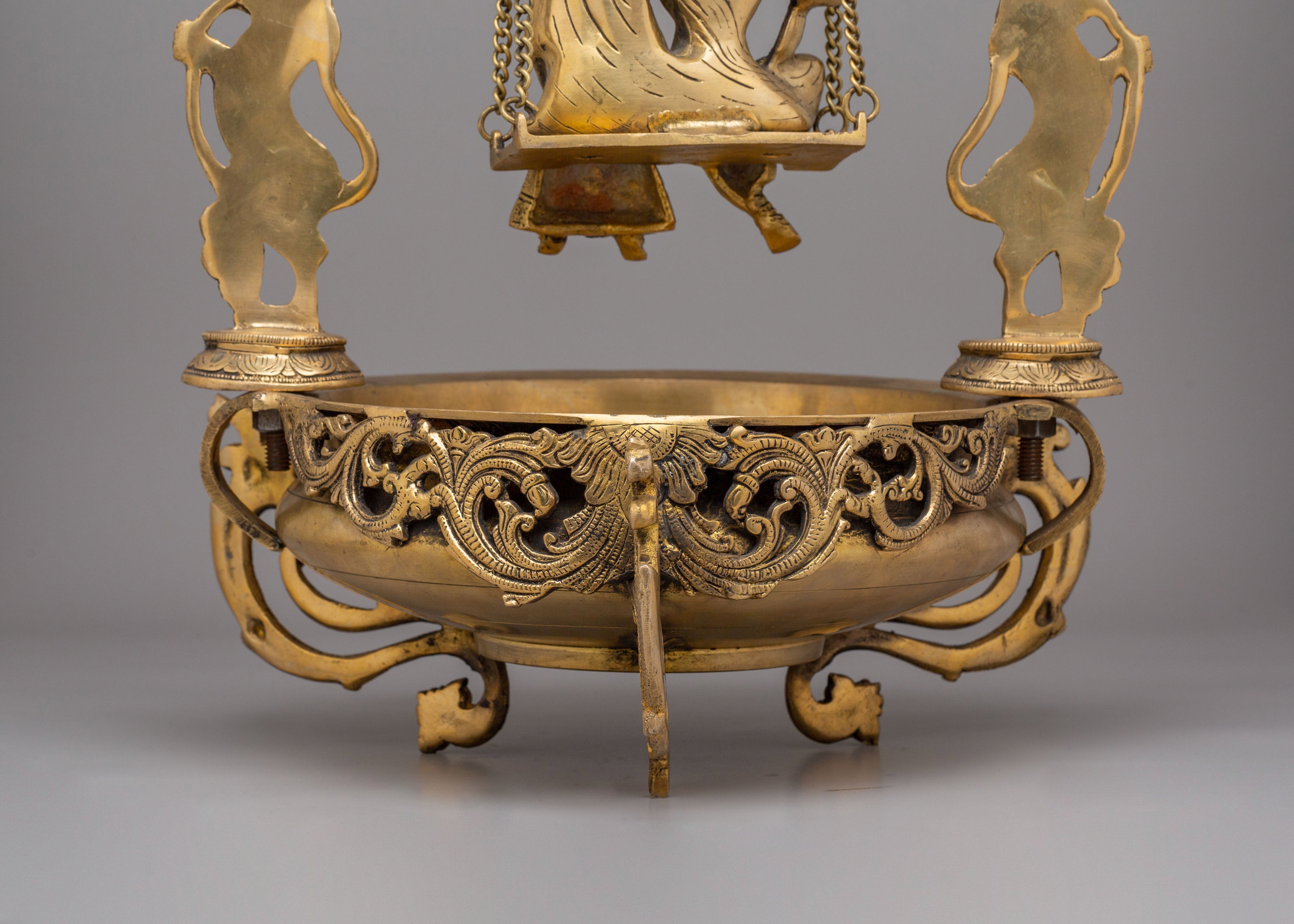 Radha Krishna Jhoola Urli | Decorative Brass Swing Url Bowl