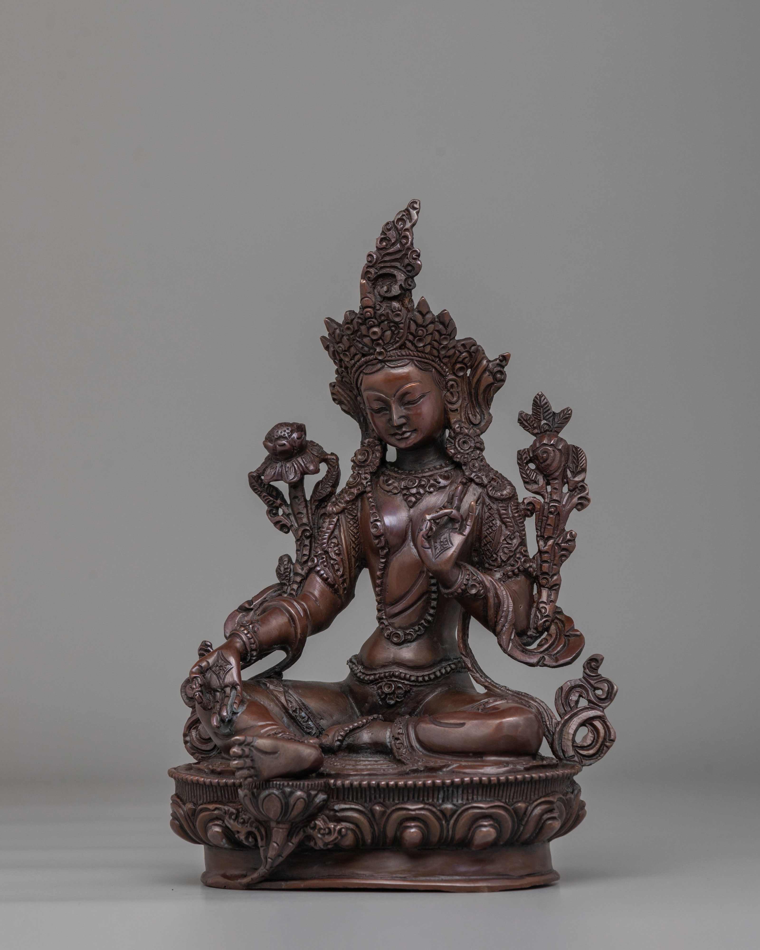 Sacred Green Tara Altar Statue | Compassionate Goddess Figurine