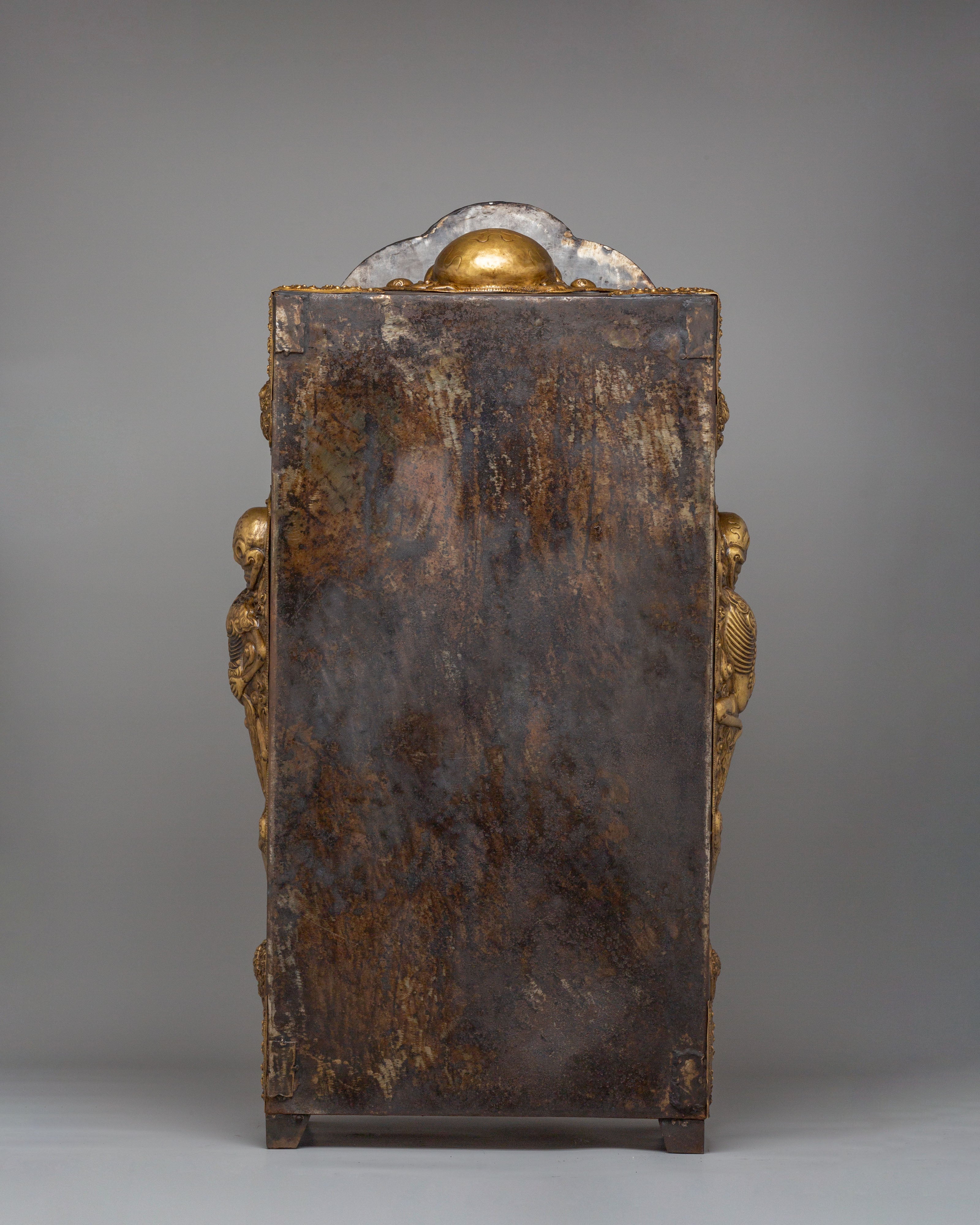 Buddhist Chitipati Altar Box | Brass and Iron Tibetan Ritual Cabinet