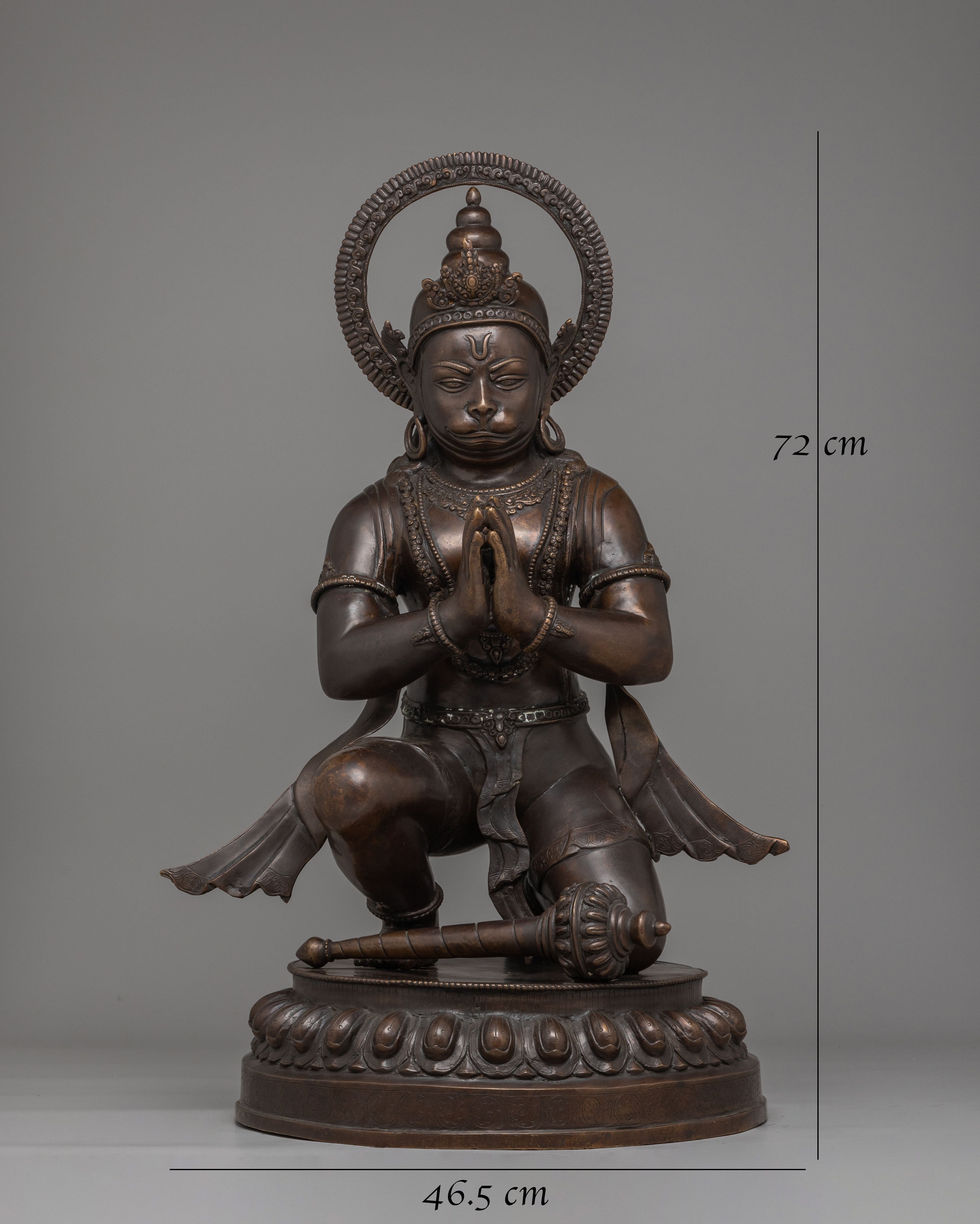 Sacred Handcrafted Hanuman Statue | Divine Bronze Hindu God Sculpture