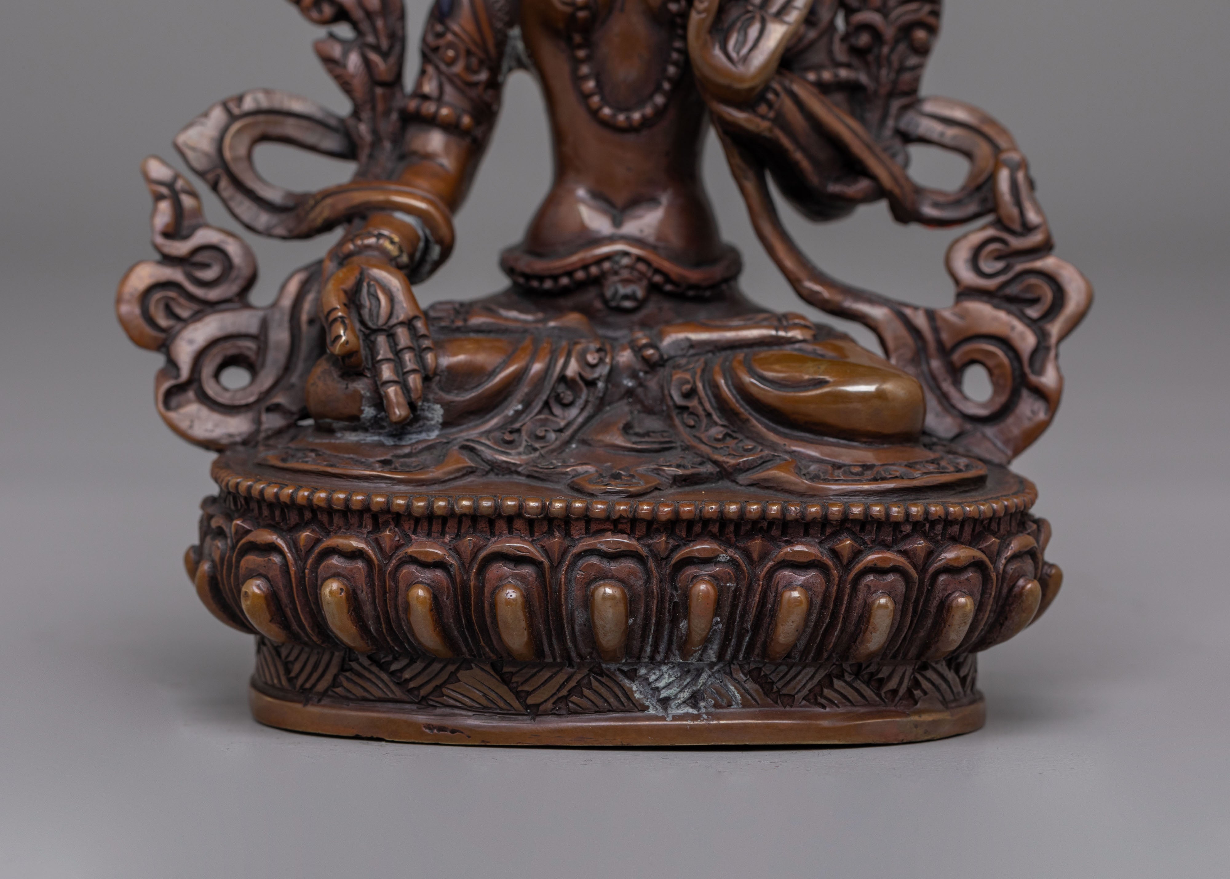 Himalayan White Tara Deity Statue | Sacred Tibetan Artwork