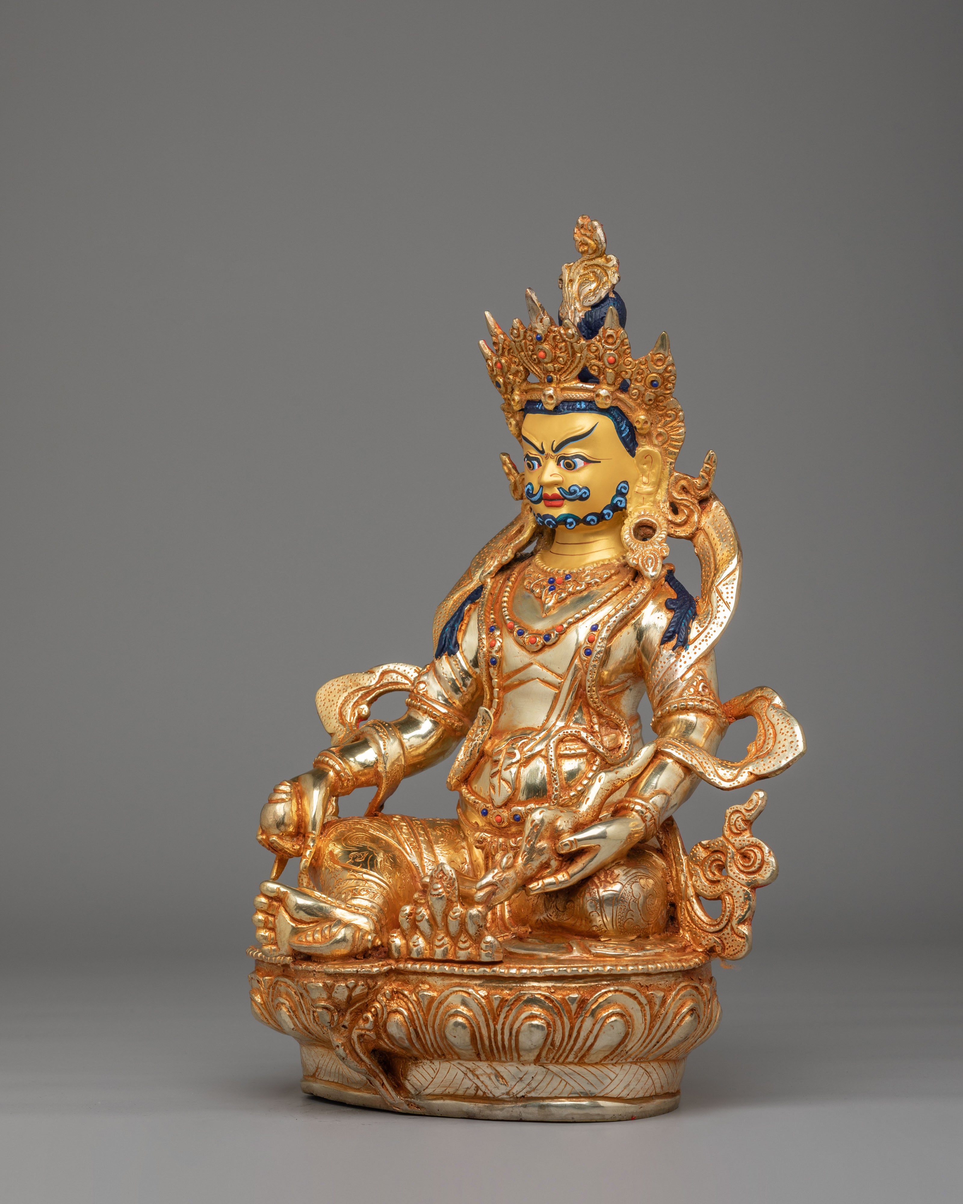 Himalayan Dzambhala Altar Statue | Tibetan Sculpture for Prosperity and Abundance
