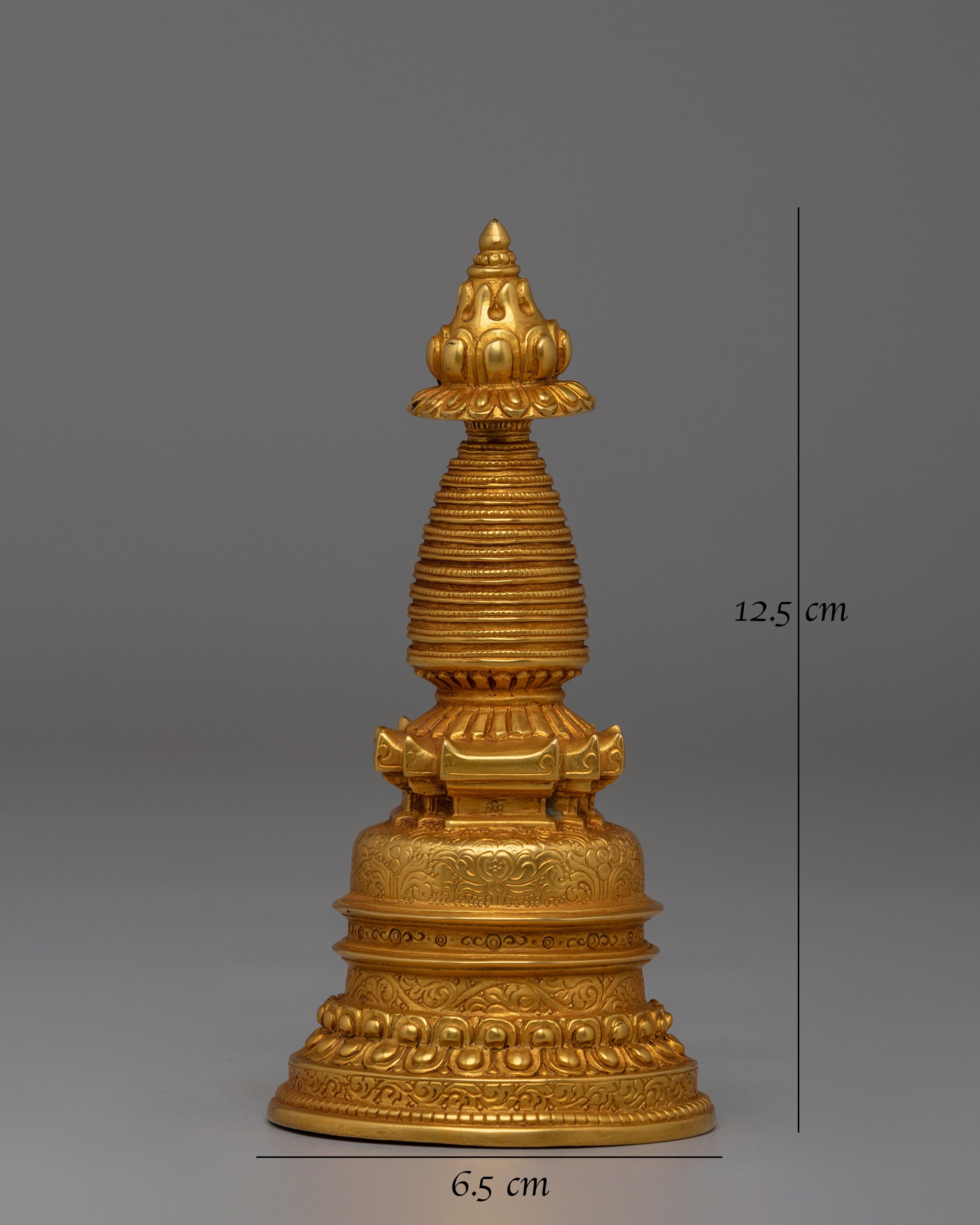 Handmade Kadampa Enlightment Stupa | Gold Plated Tibetan Stupa